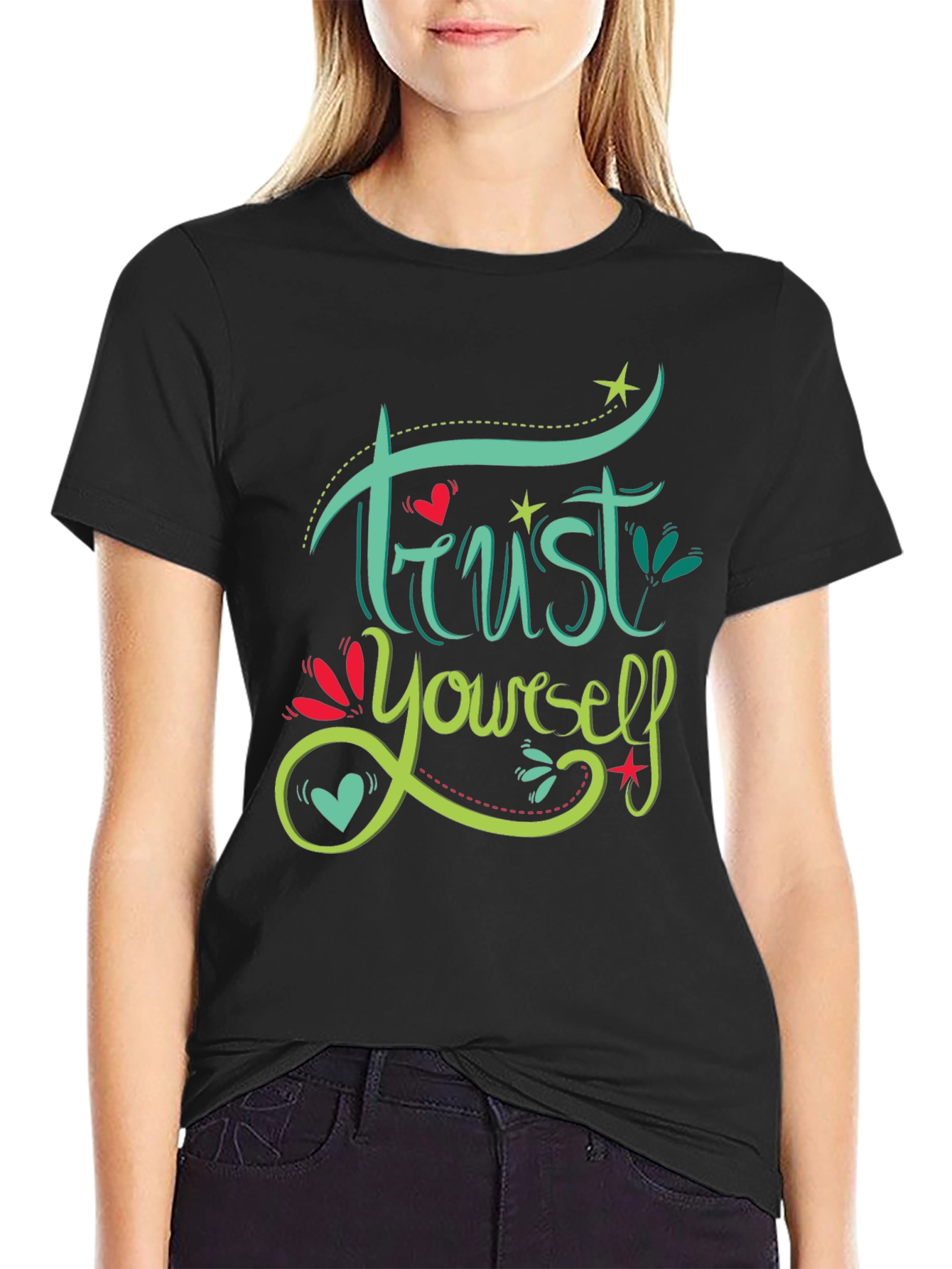 Trust Yourself Graphic Print Black T-Shirt