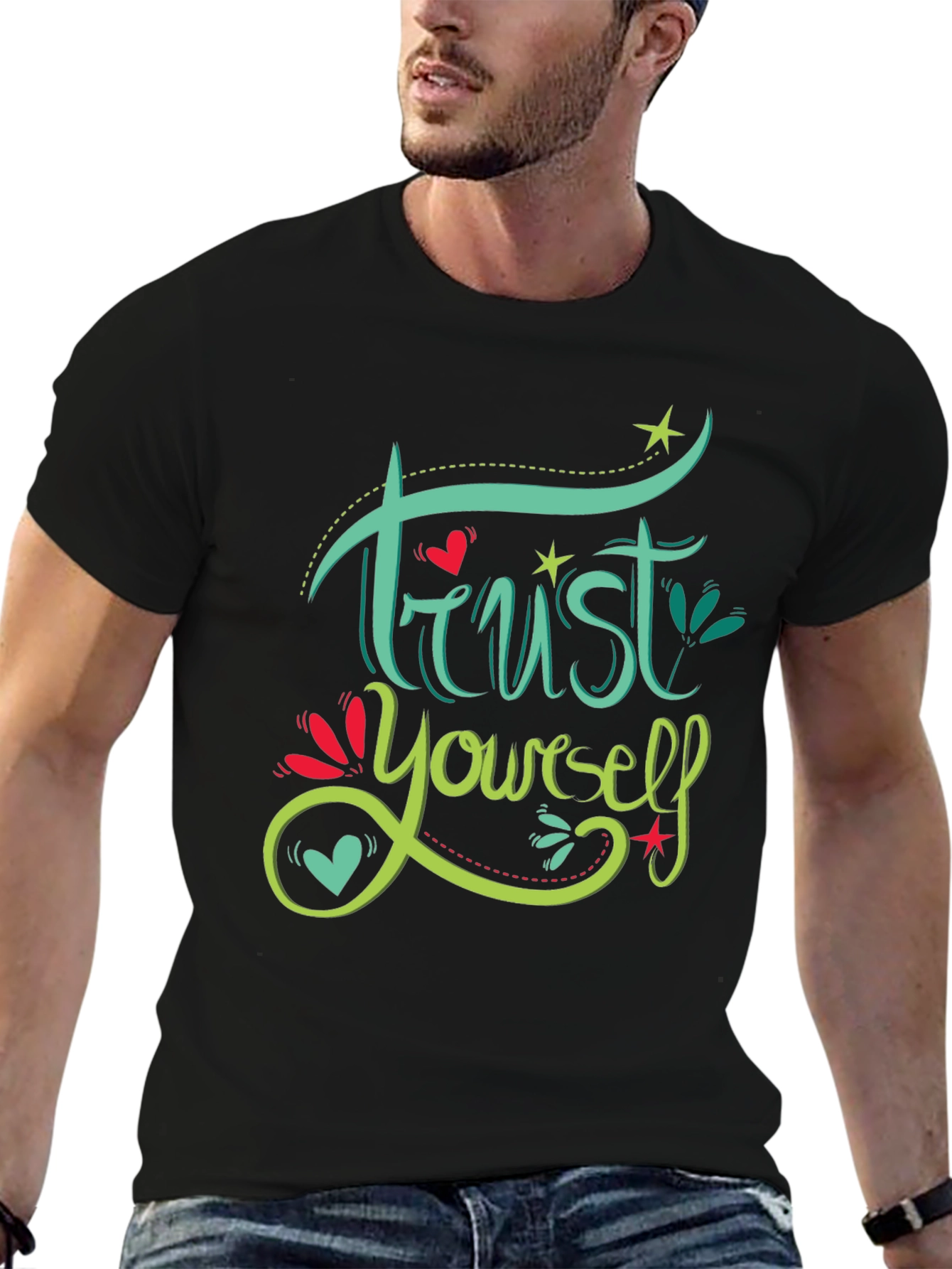 Trust Yourself Graphic Print Black T-Shirt