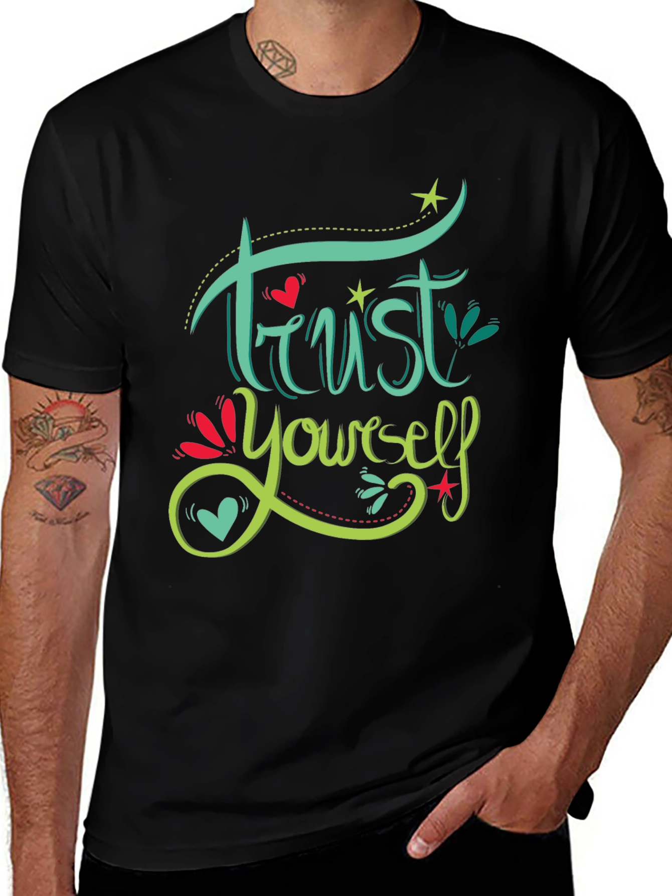 Trust Yourself Graphic Print Black T-Shirt