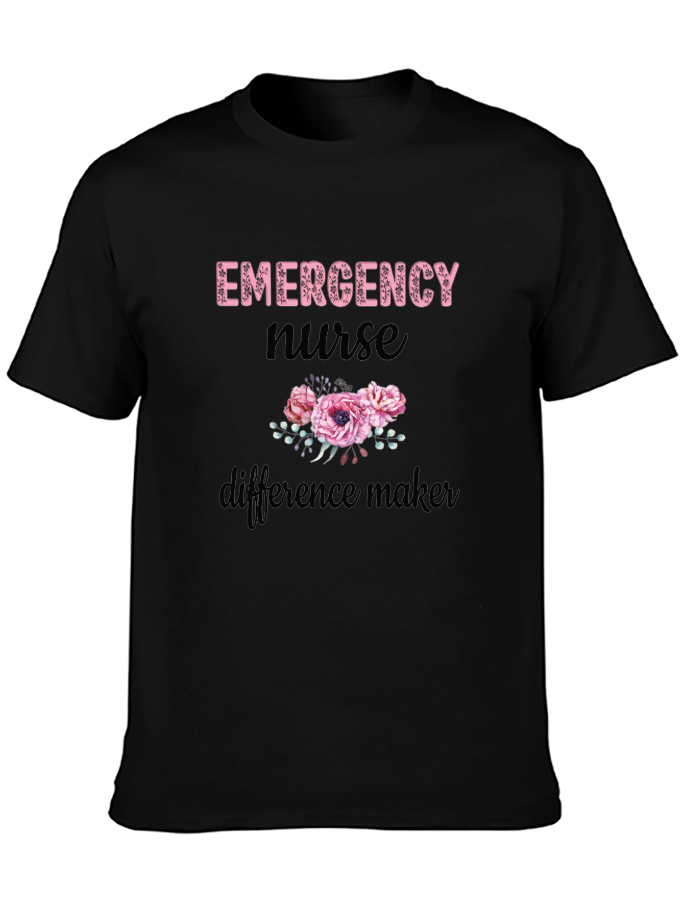 Emergency Nurse Difference Maker Black Tee