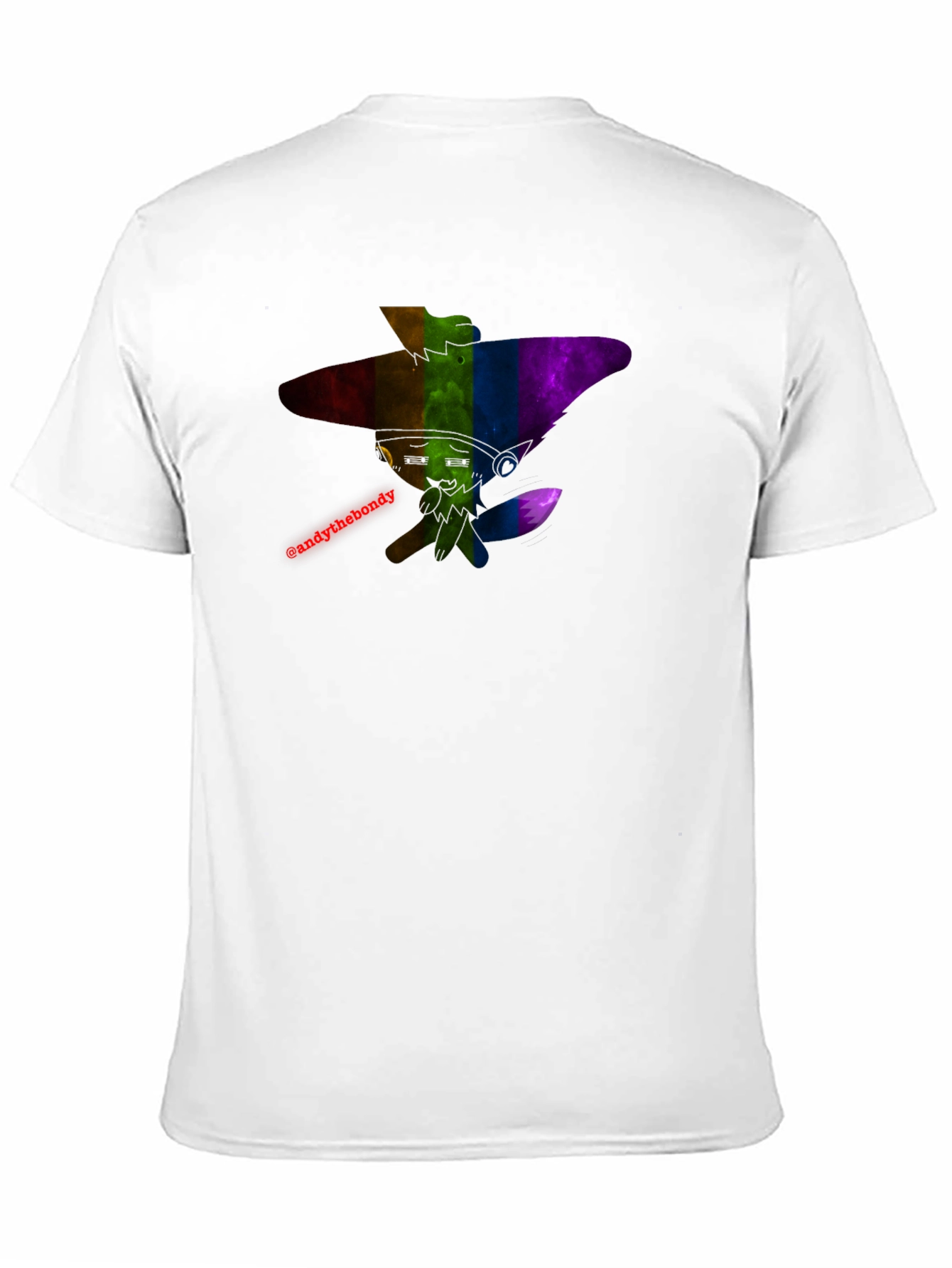Rainbow Furry Character T-Shirt - Black Cotton Blend Tee