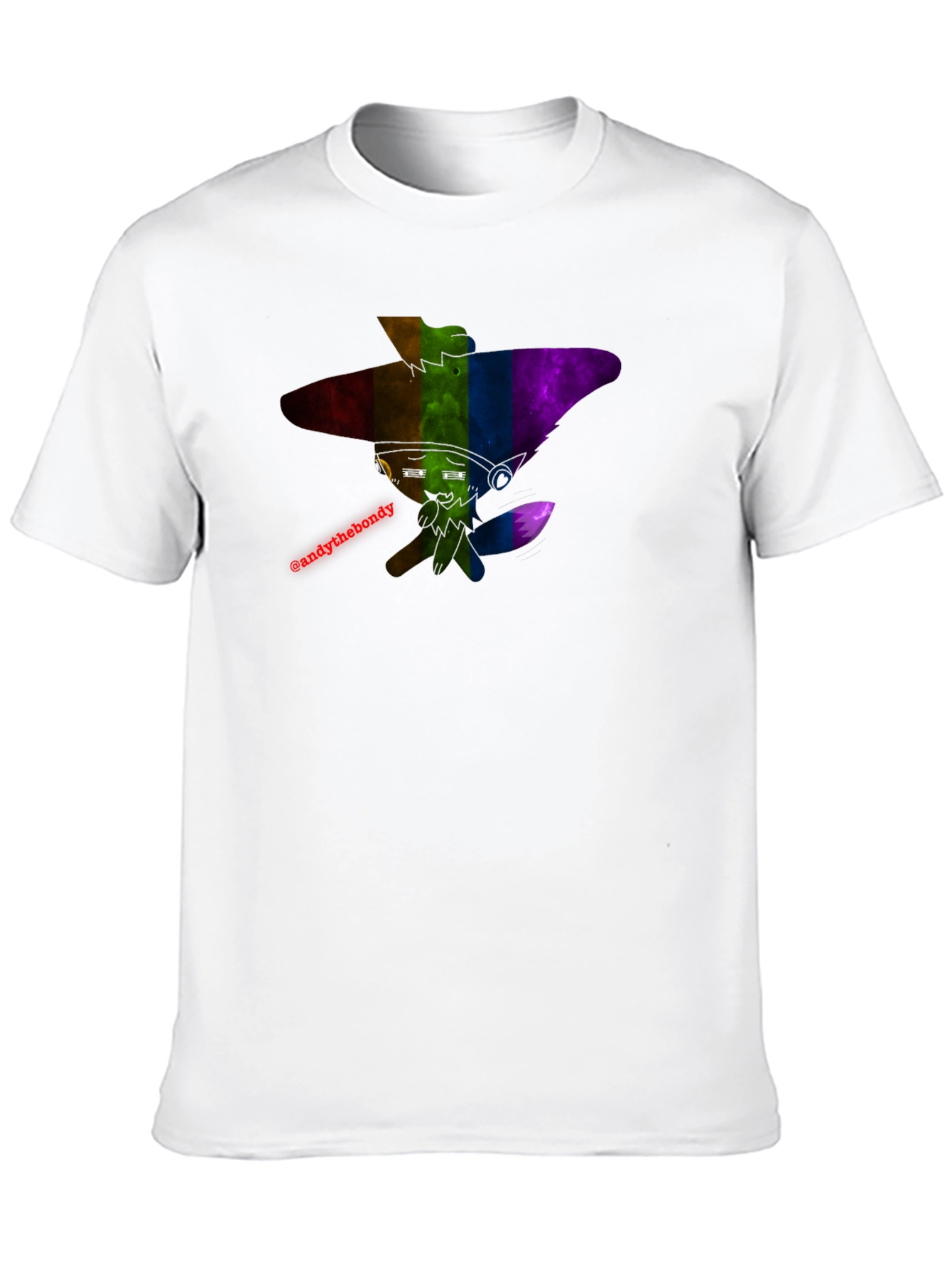 Rainbow Furry Character T-Shirt - Black Cotton Blend Tee