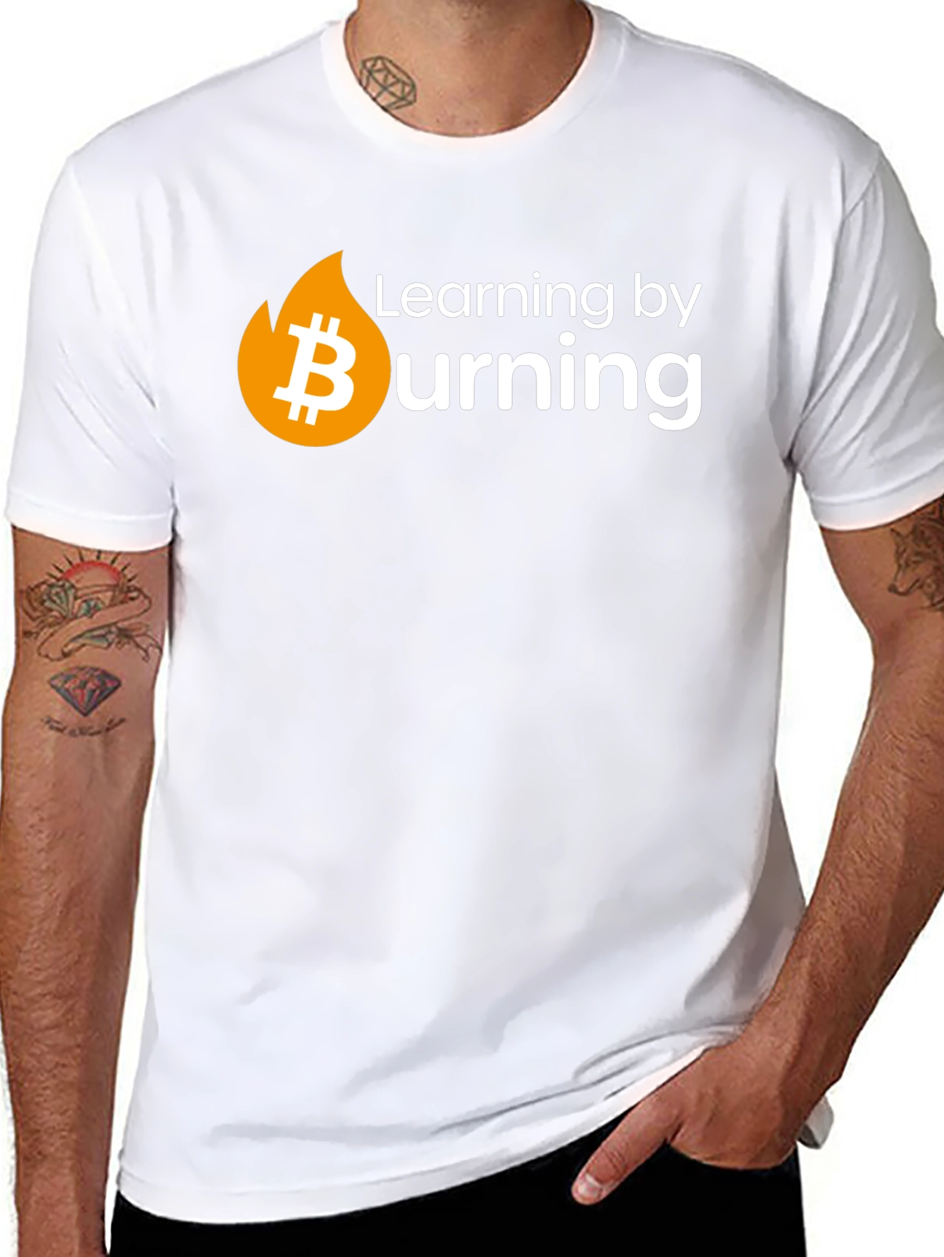 Bitcoin Burning Crypto T-Shirt - Learn by Doing!
