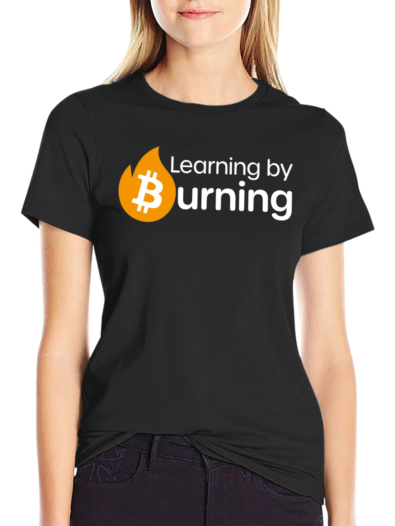 Bitcoin Burning Crypto T-Shirt - Learn by Doing!