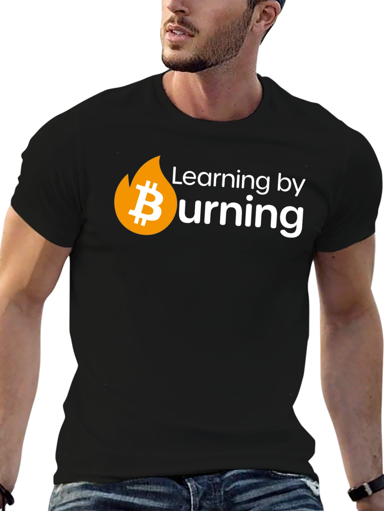 Bitcoin Burning Crypto T-Shirt - Learn by Doing!
