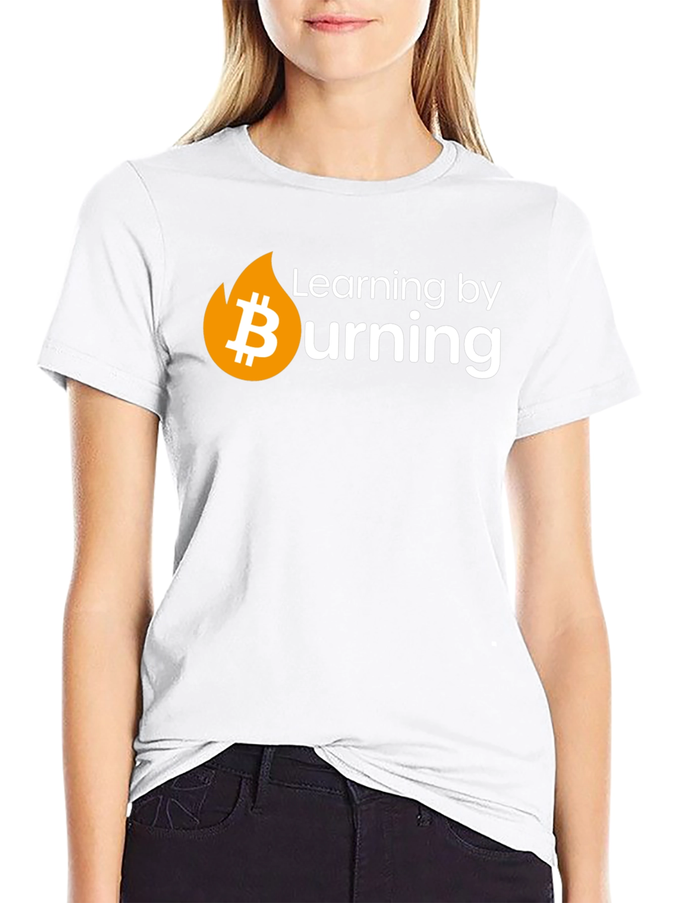 Bitcoin Burning Crypto T-Shirt - Learn by Doing!