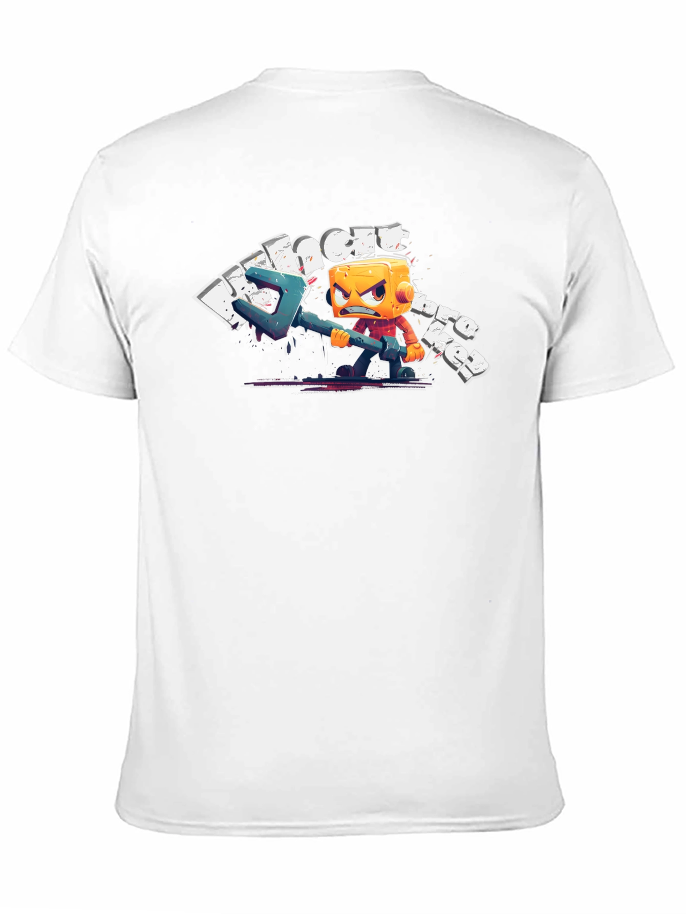 Angry Cube Character on Black Tee