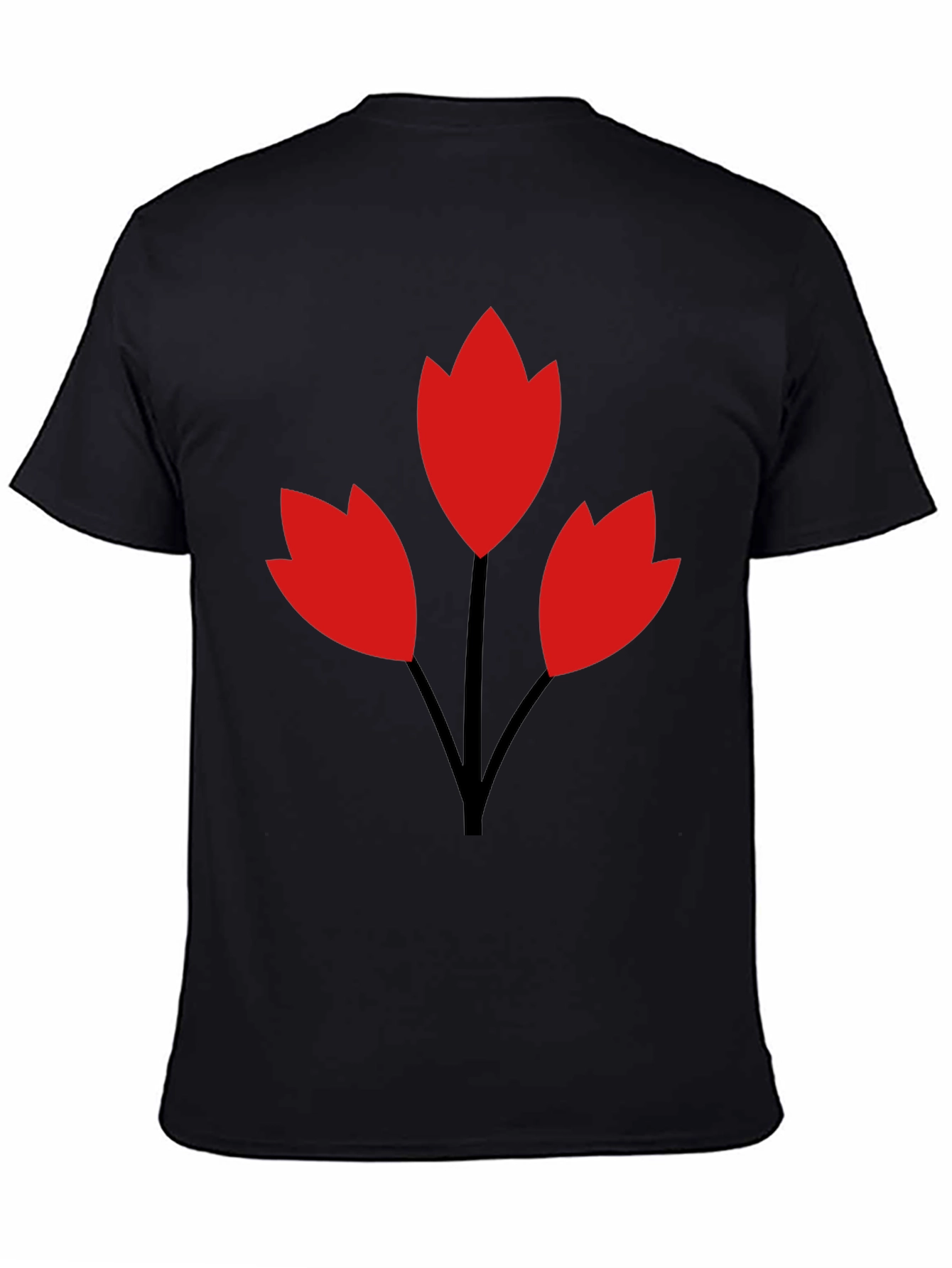 Red Flower Black Tee - Stylish Casual Wear