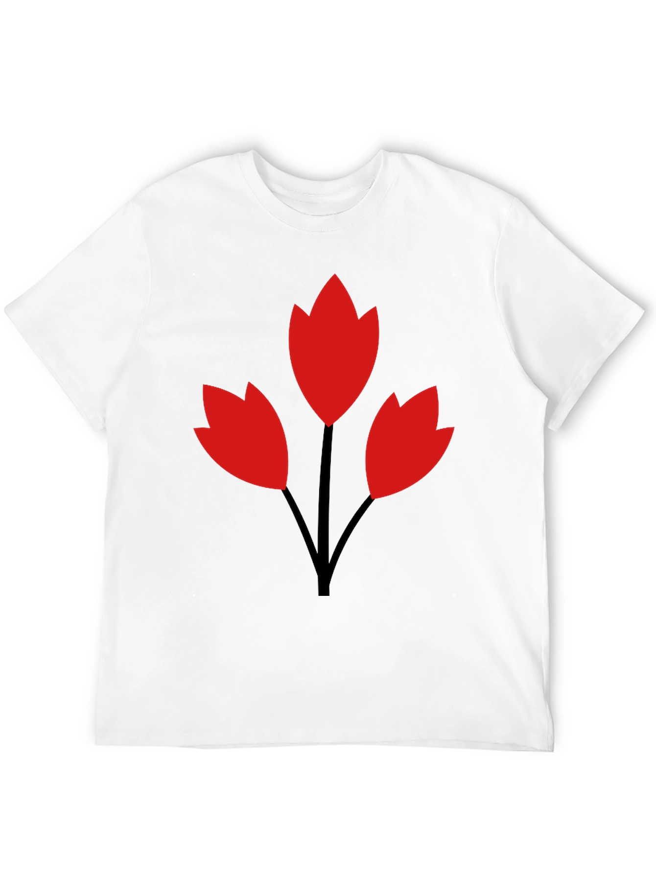 Red Flower Black Tee - Stylish Casual Wear
