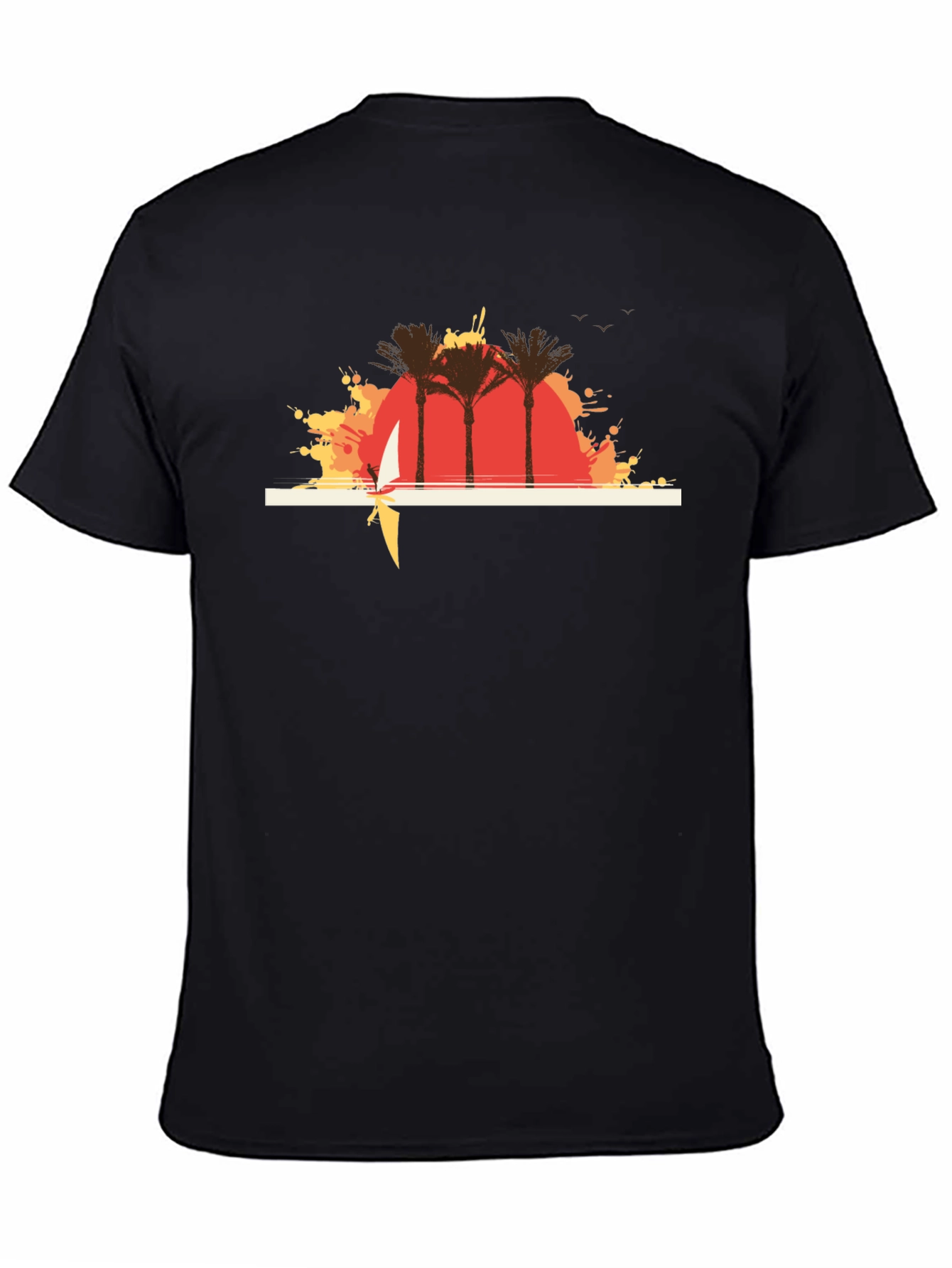 Sunset Palms Graphic T-Shirt - Casual Black Tee