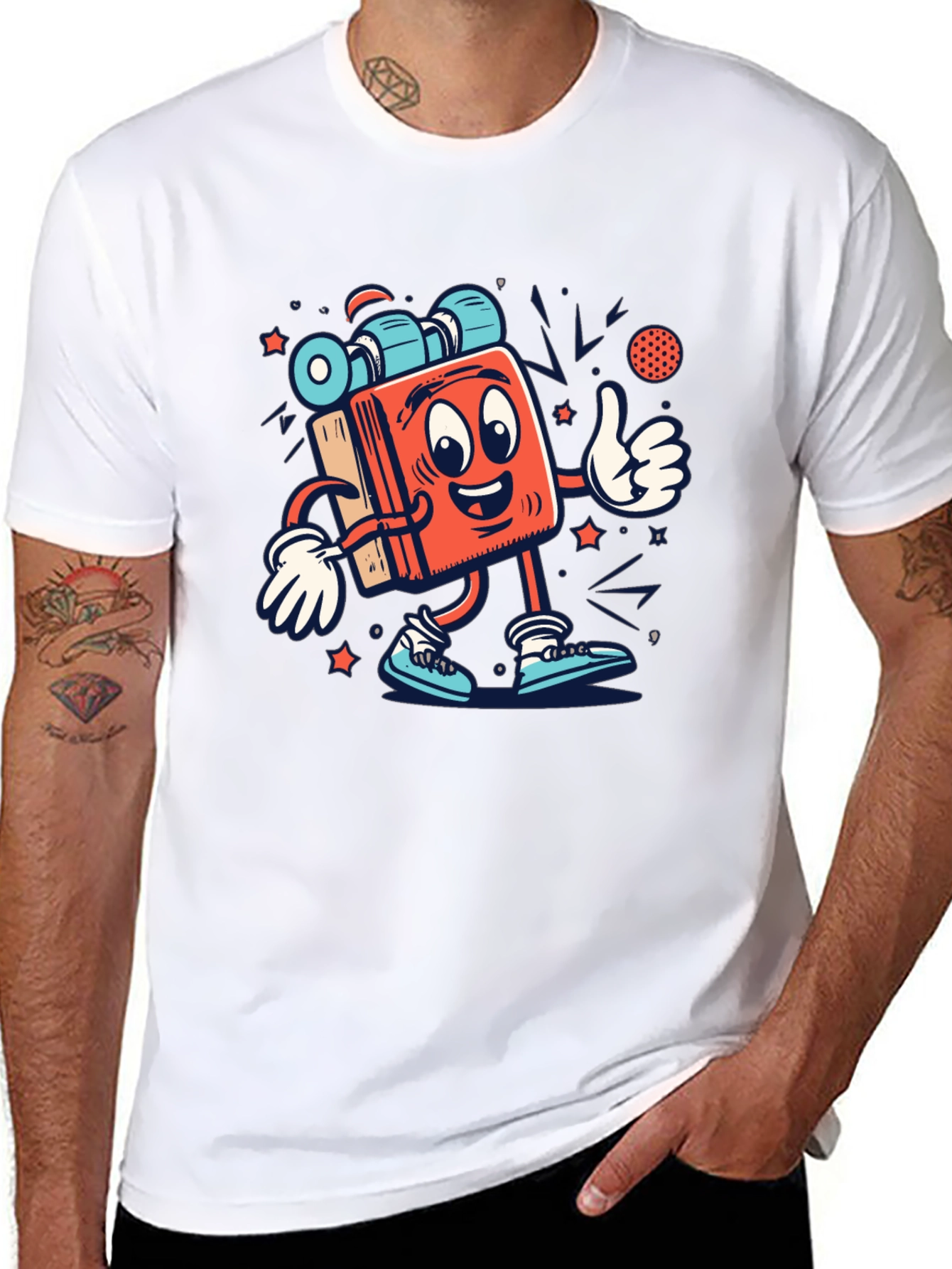 Cartoon Book Character Black T-Shirt