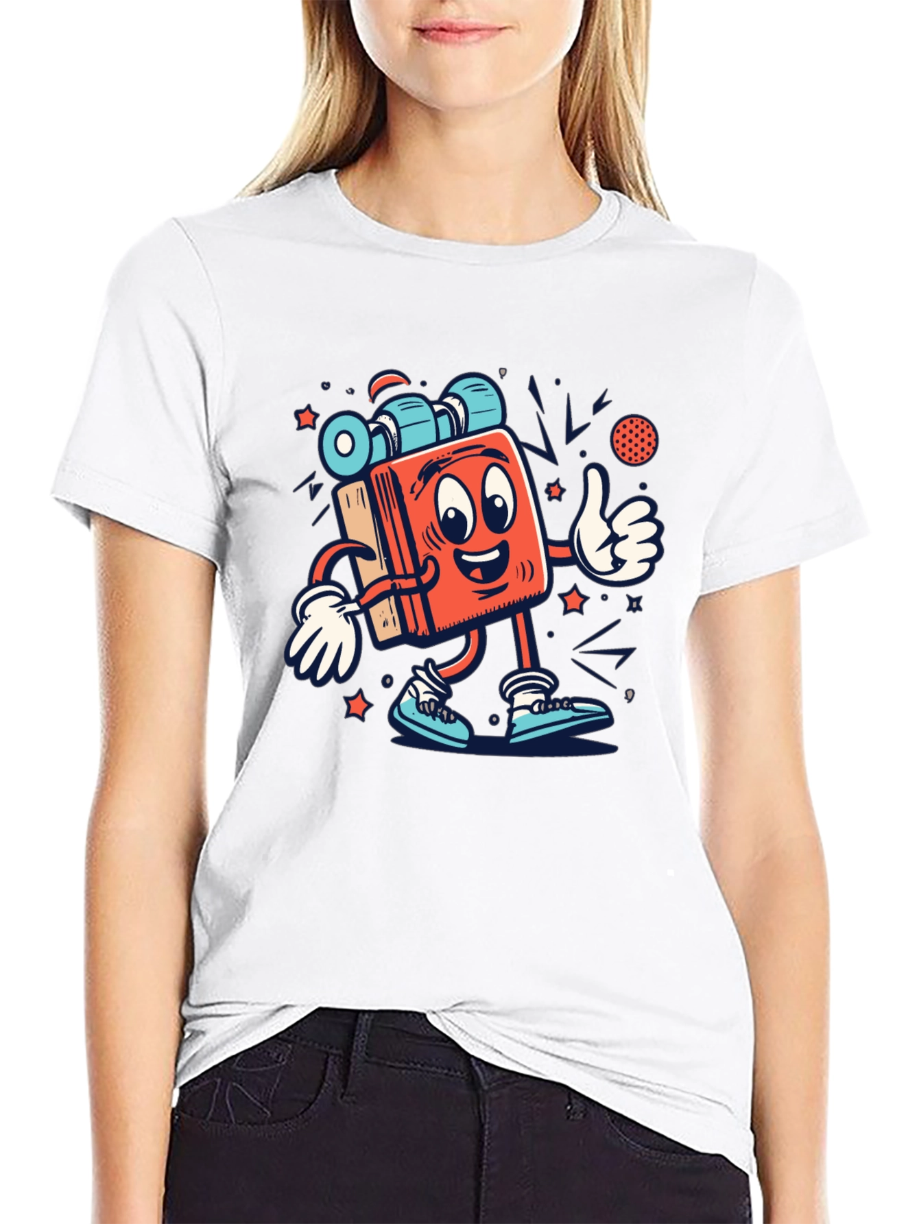 Cartoon Book Character Black T-Shirt