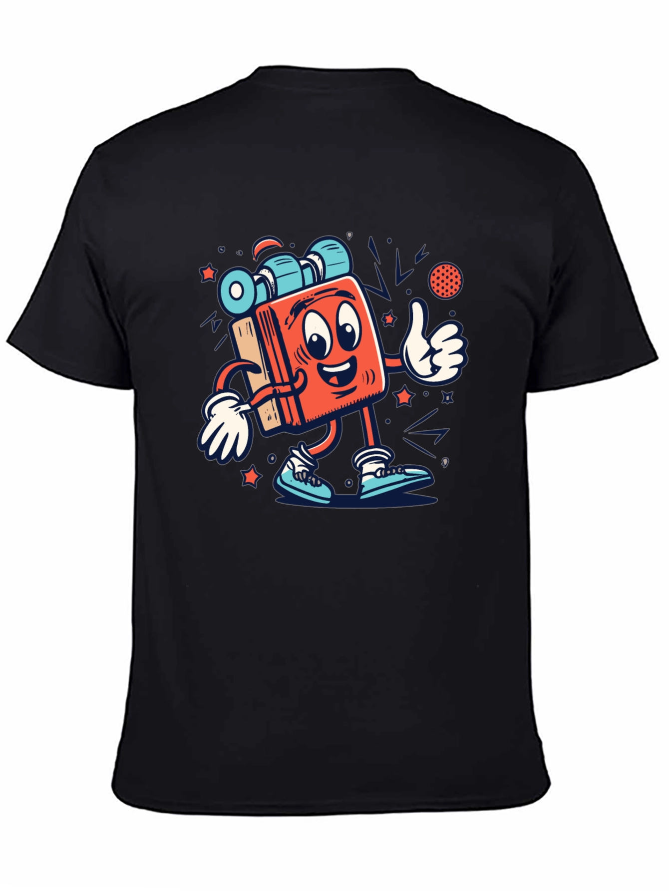 Cartoon Book Character Black T-Shirt