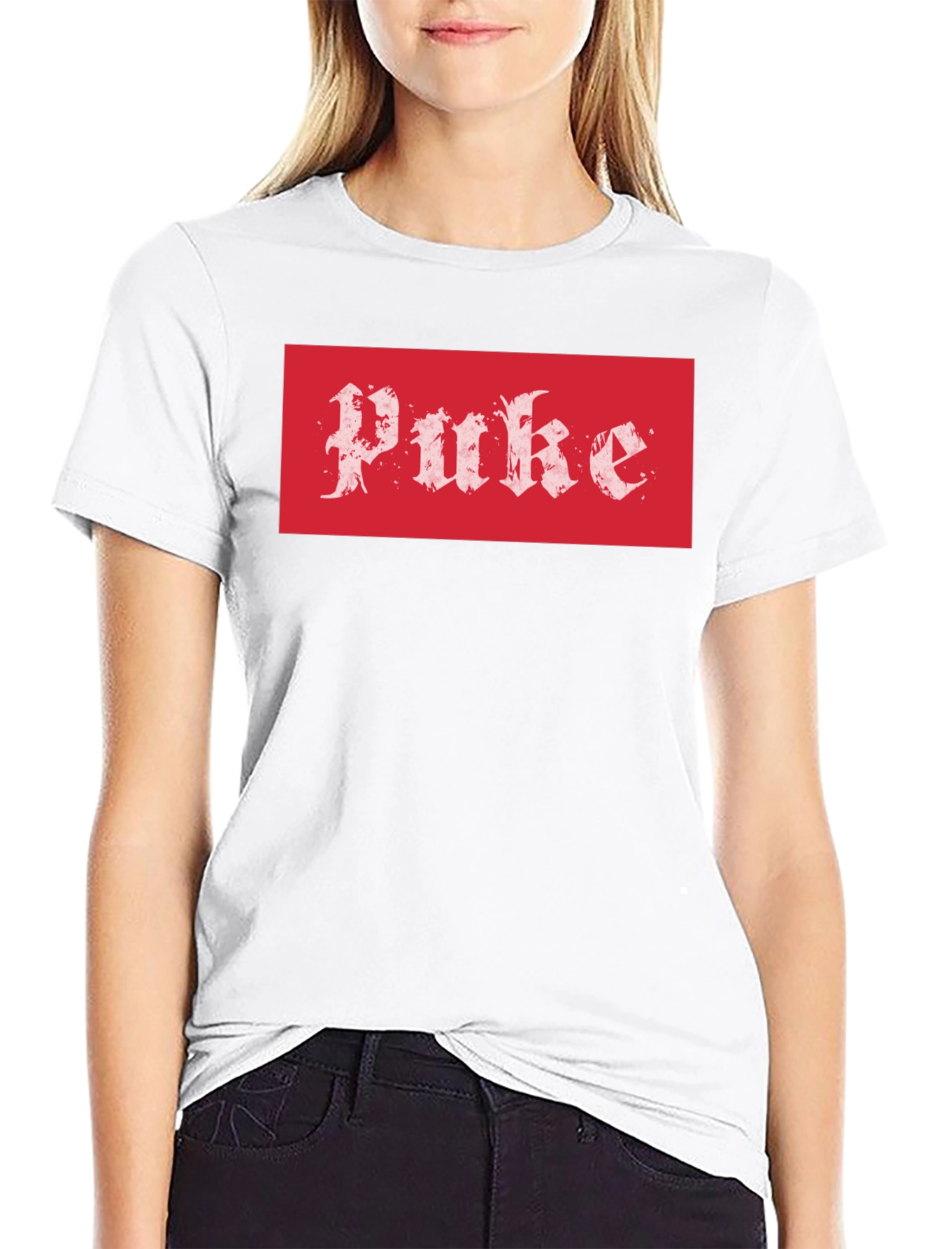 Puke Graphic Tee - Red Box Logo Black T-Shirt