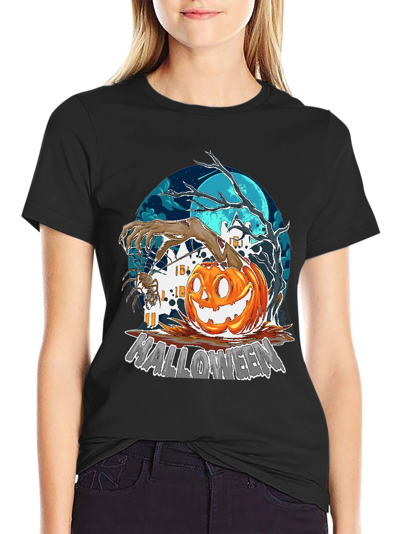 Halloween Pumpkin T-Shirt - Spooky Graphic Tee