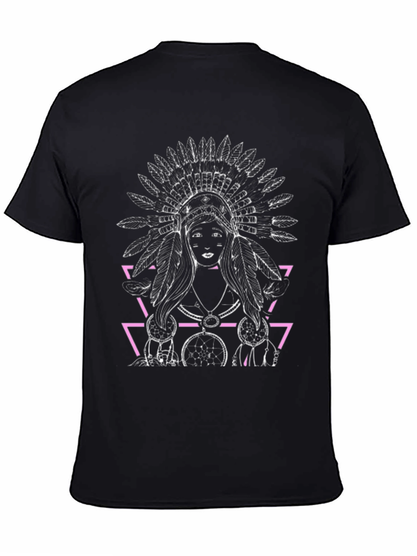 Native American Headdress Graphic Black T-Shirt