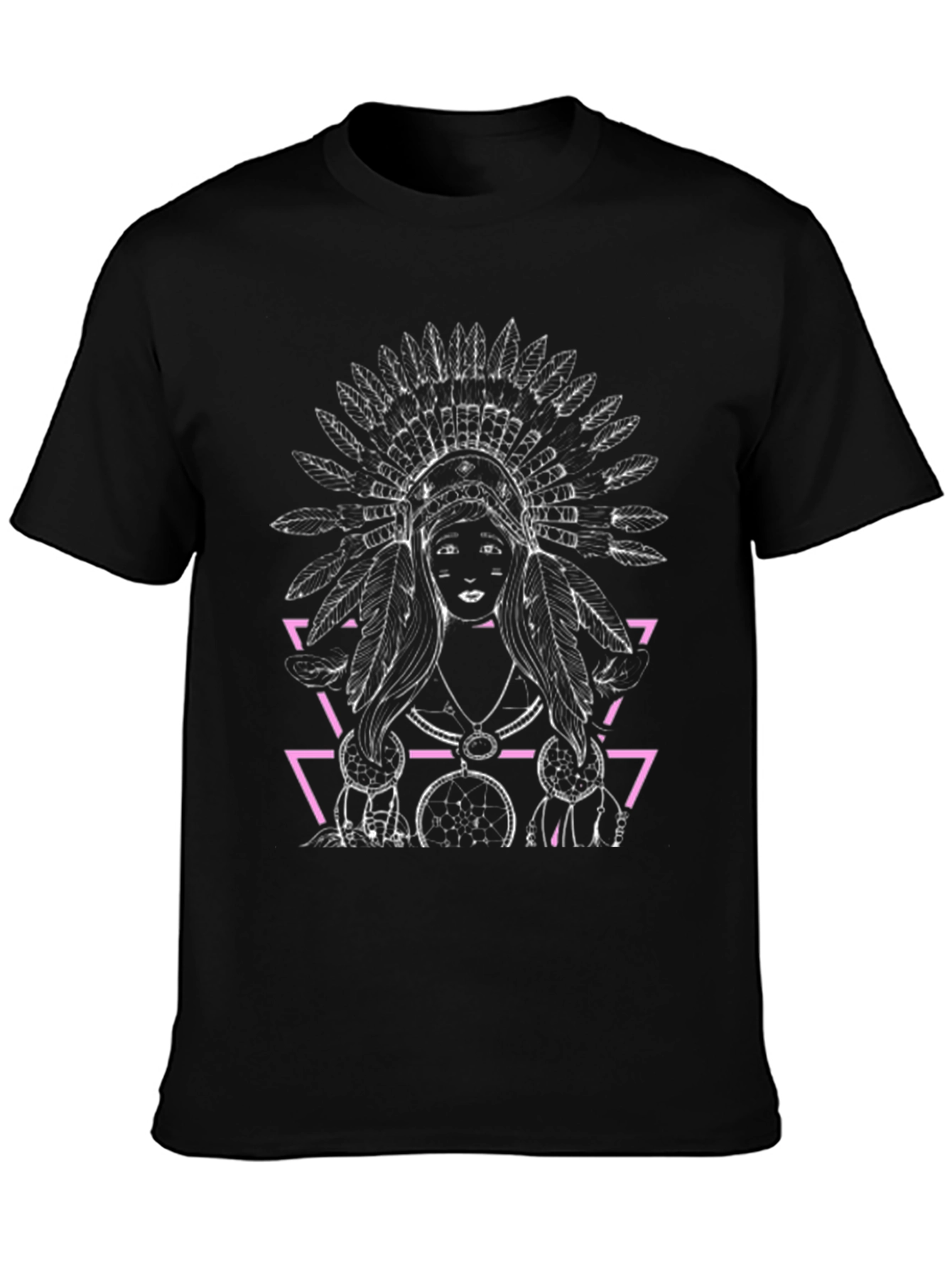 Native American Headdress Graphic Black T-Shirt