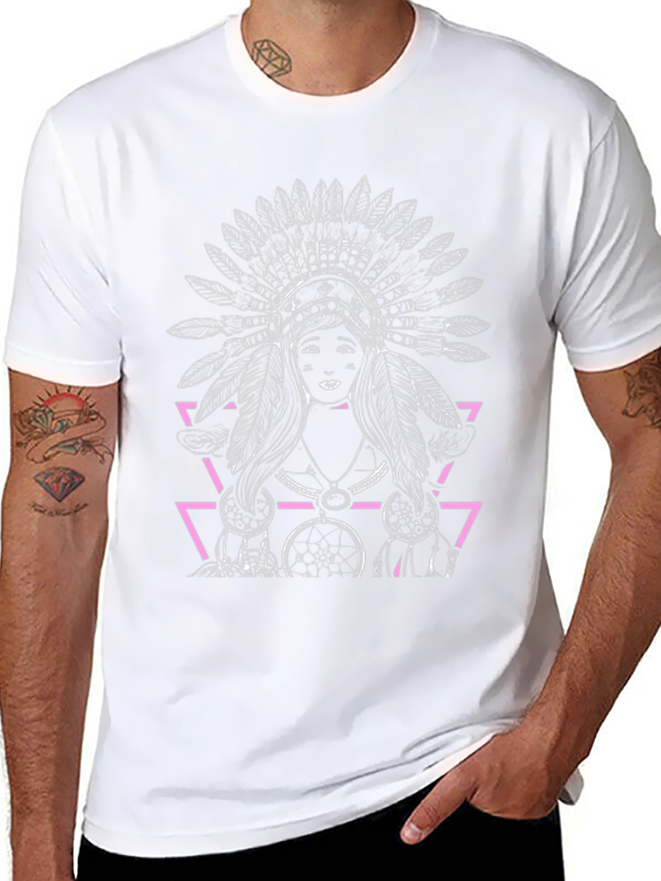 Native American Headdress Graphic Black T-Shirt