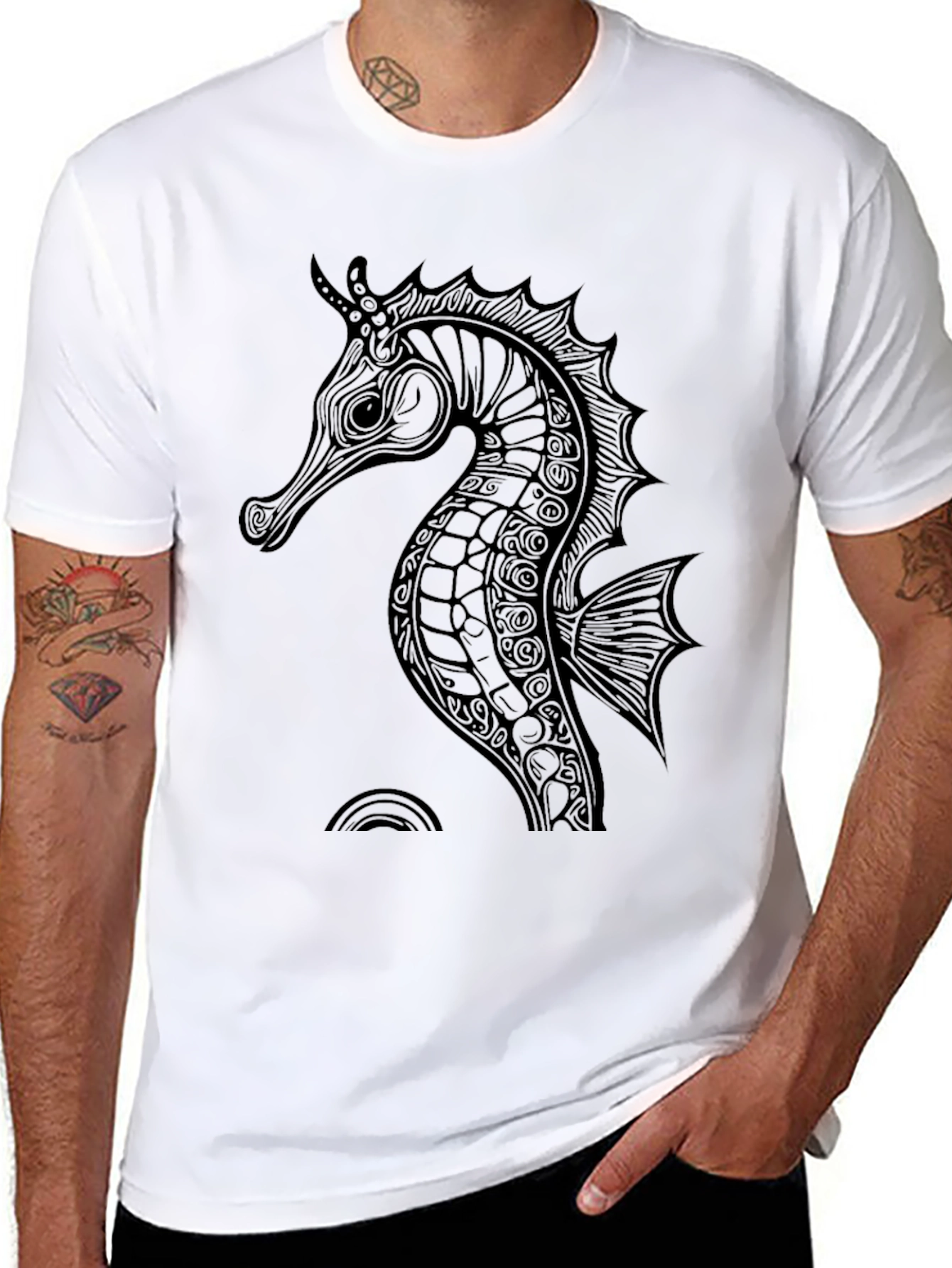 Sea Horse Graphic Tee - Mens Black T-Shirt