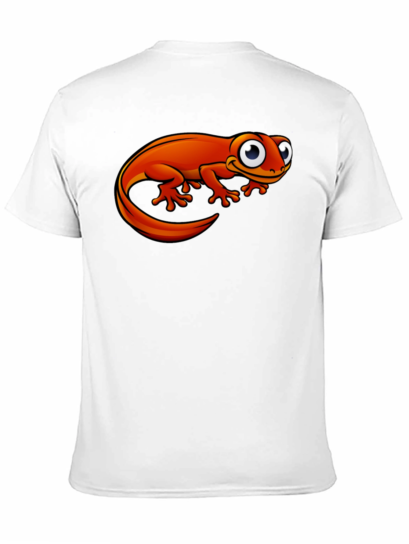 Orange Cartoon Lizard Graphic Black T-Shirt