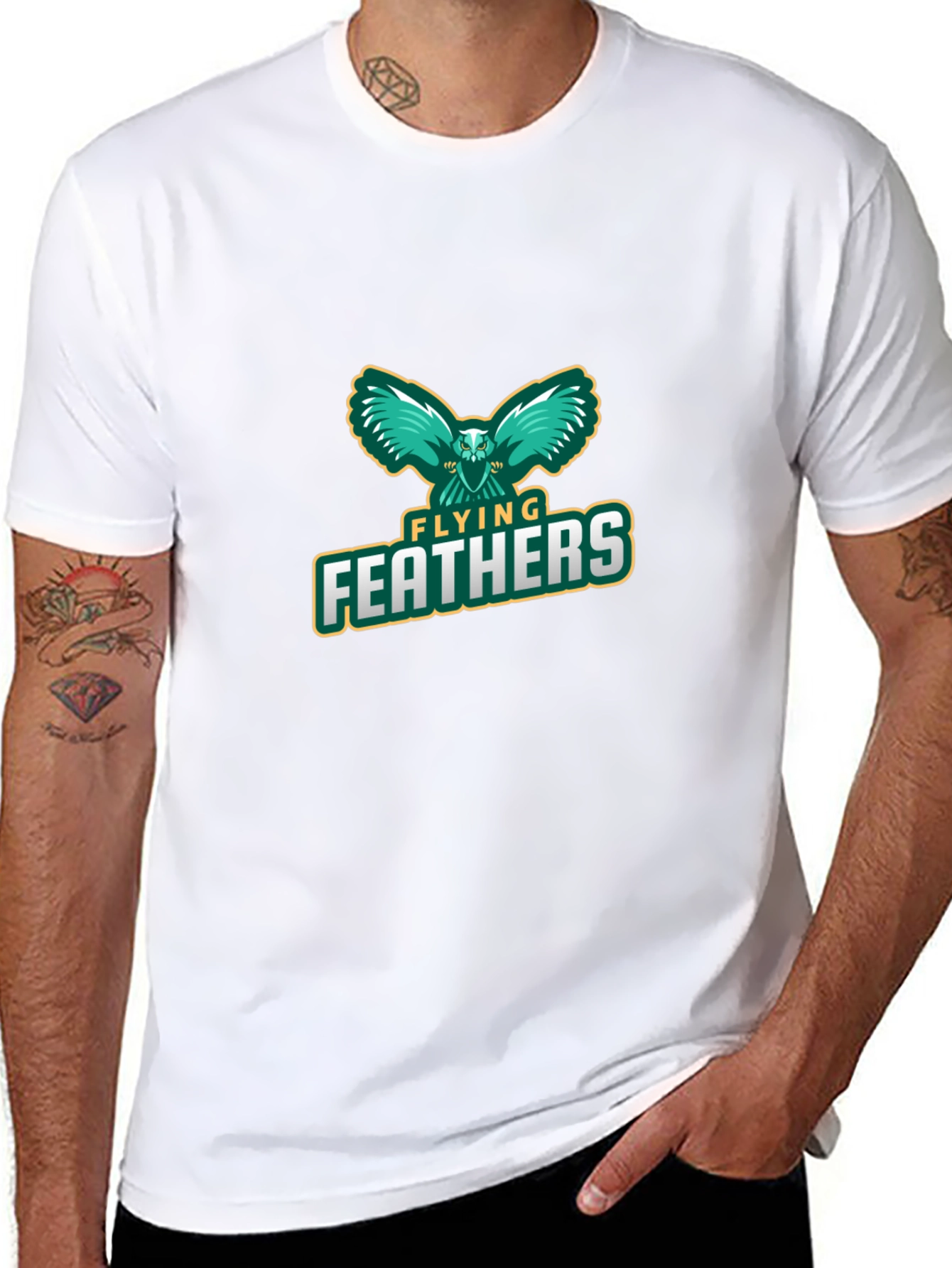 Flying Feathers Graphic Black T-Shirt