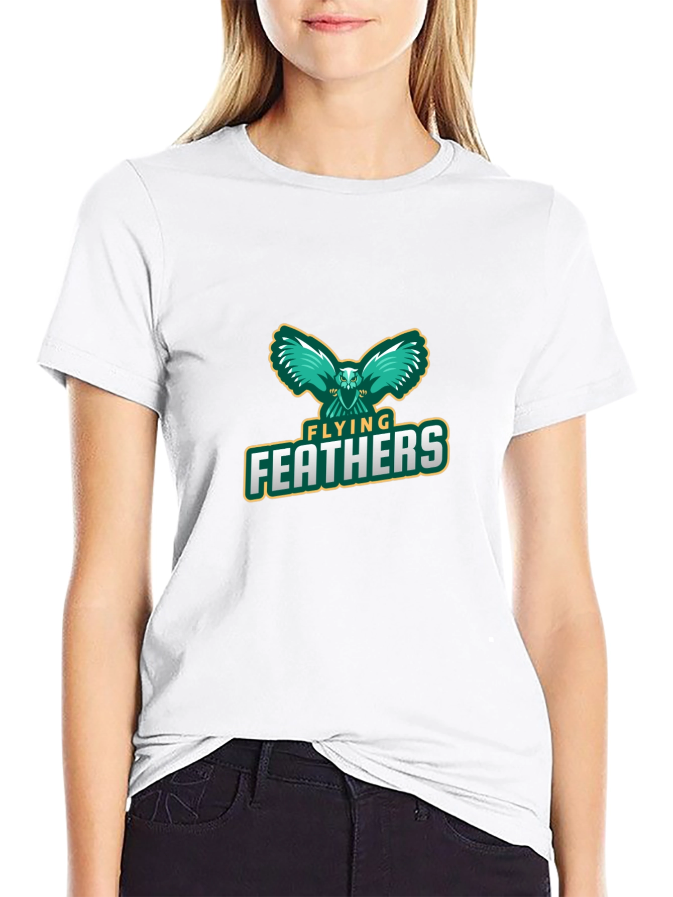 Flying Feathers Graphic Black T-Shirt