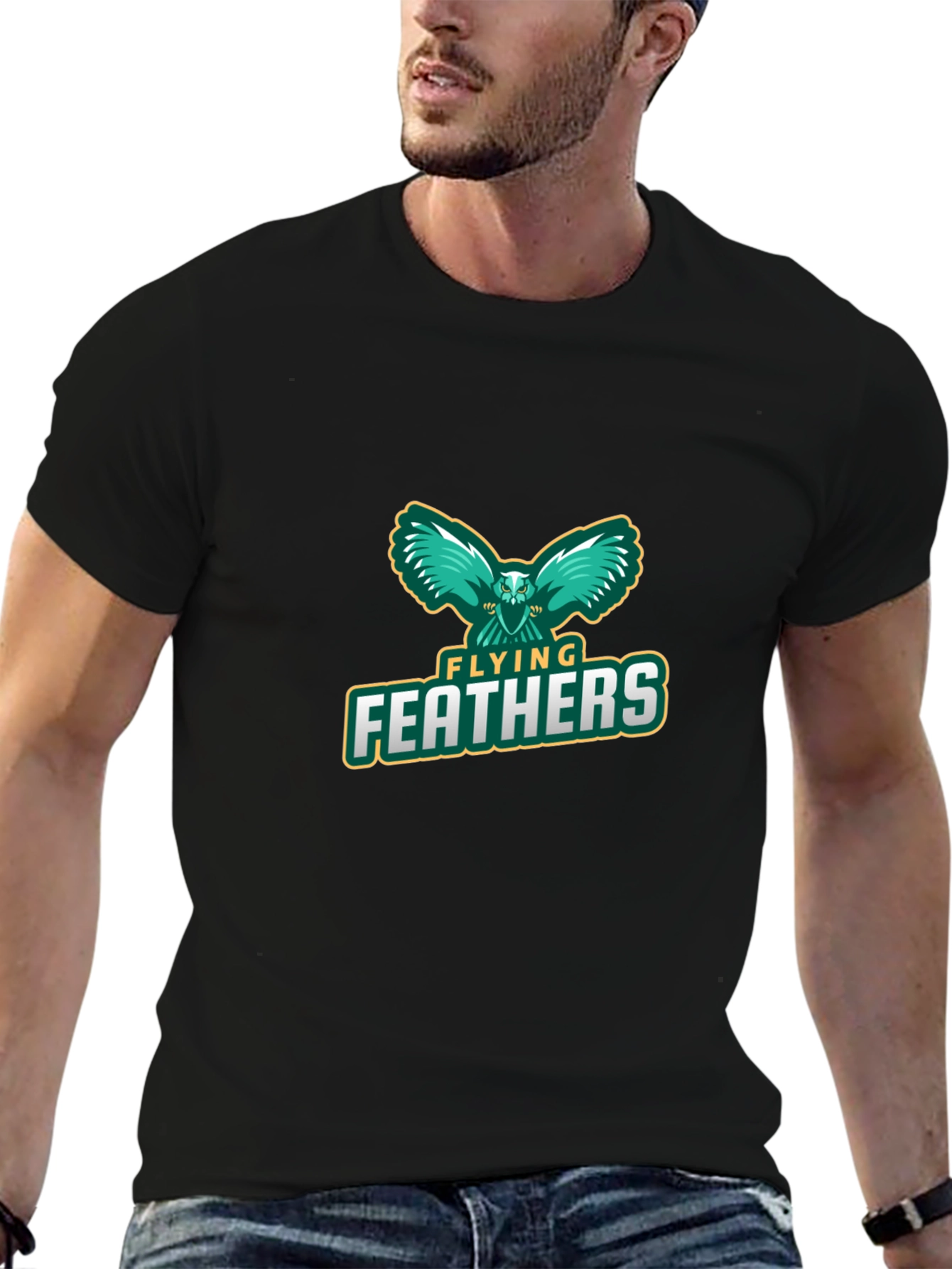 Flying Feathers Graphic Black T-Shirt