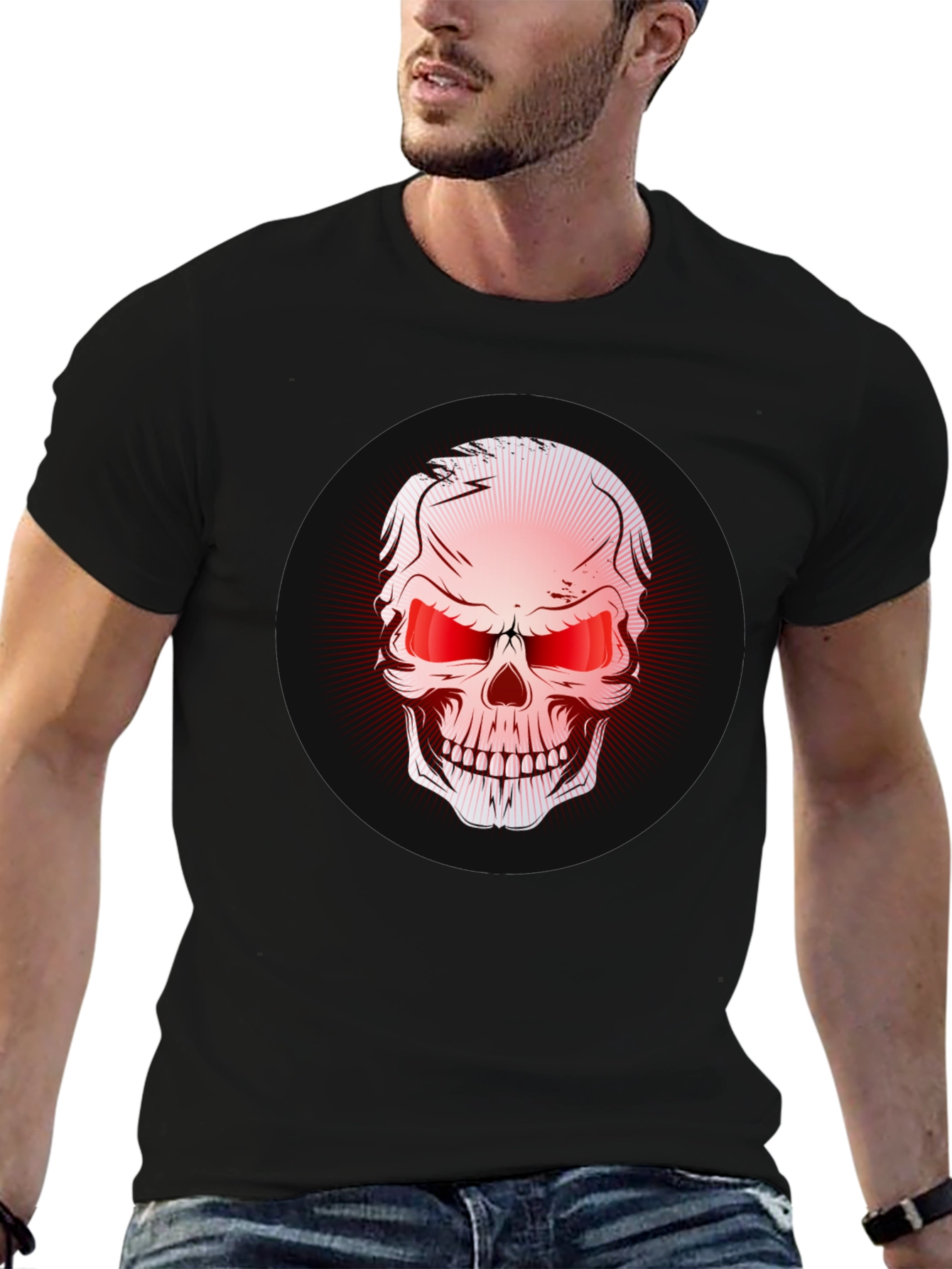 Skull Graphic Print Black T-Shirt
