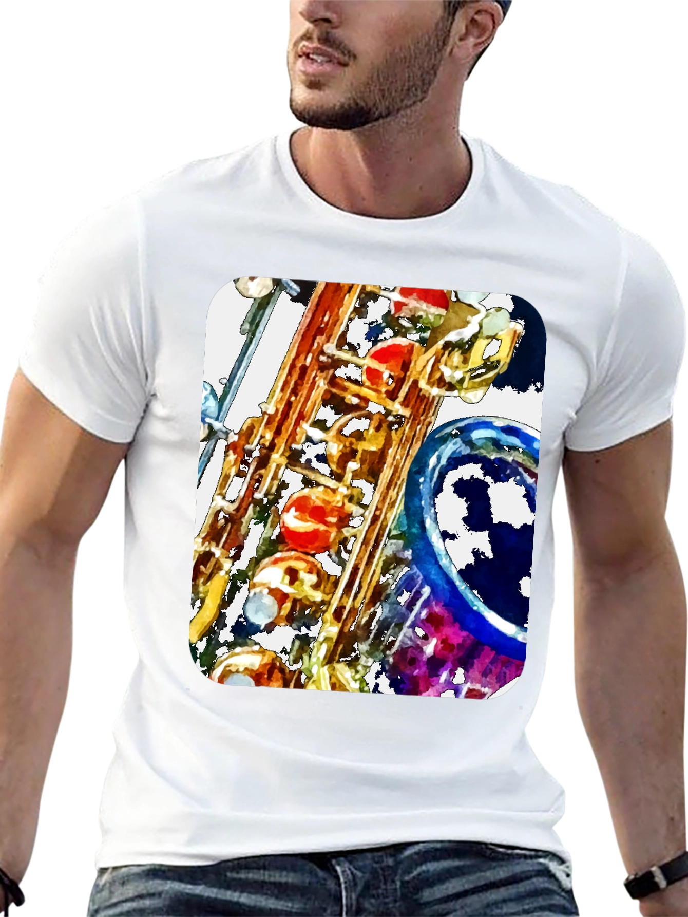 Saxophone Art Print Graphic Tee