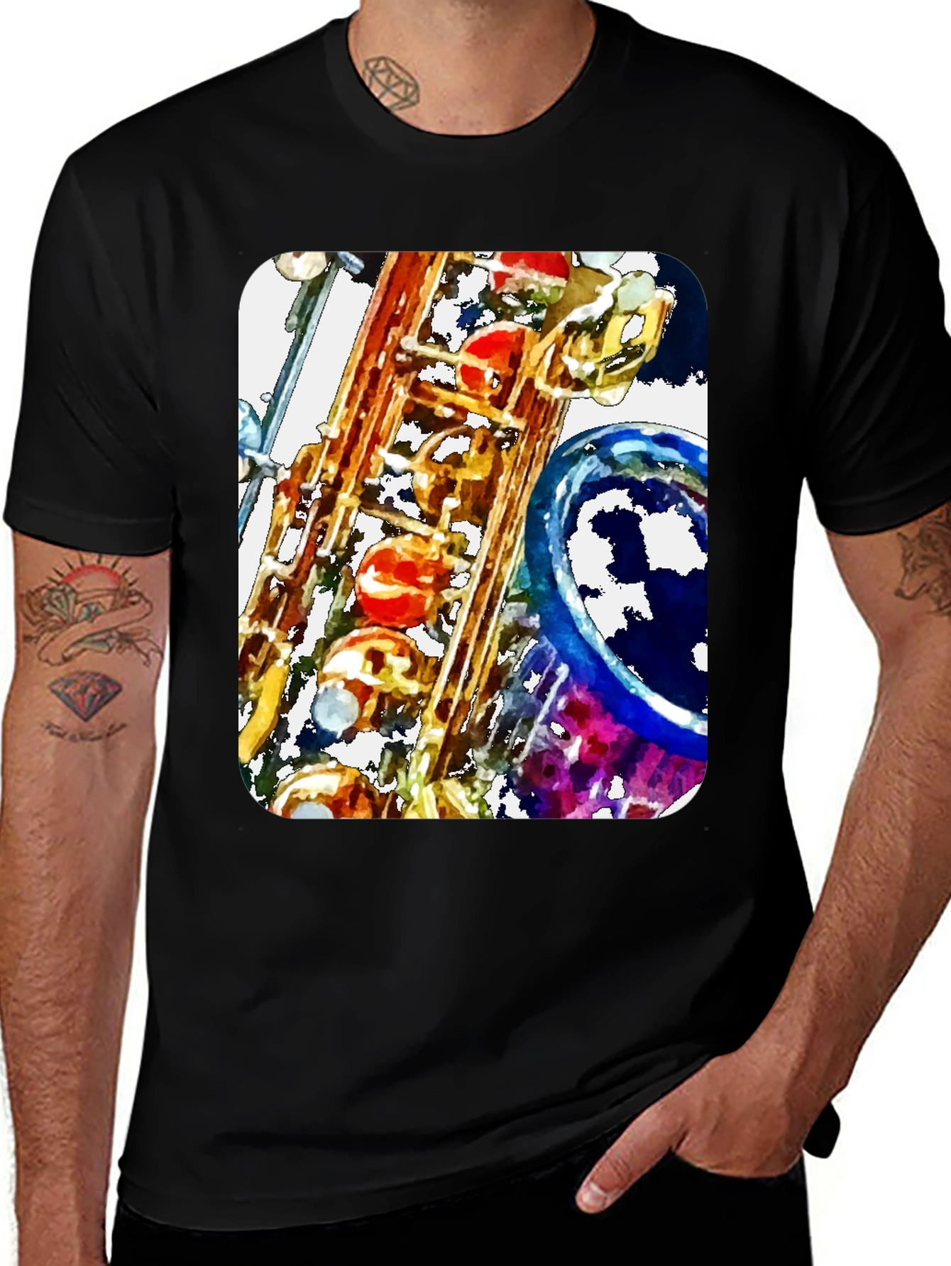 Saxophone Art Print Graphic Tee
