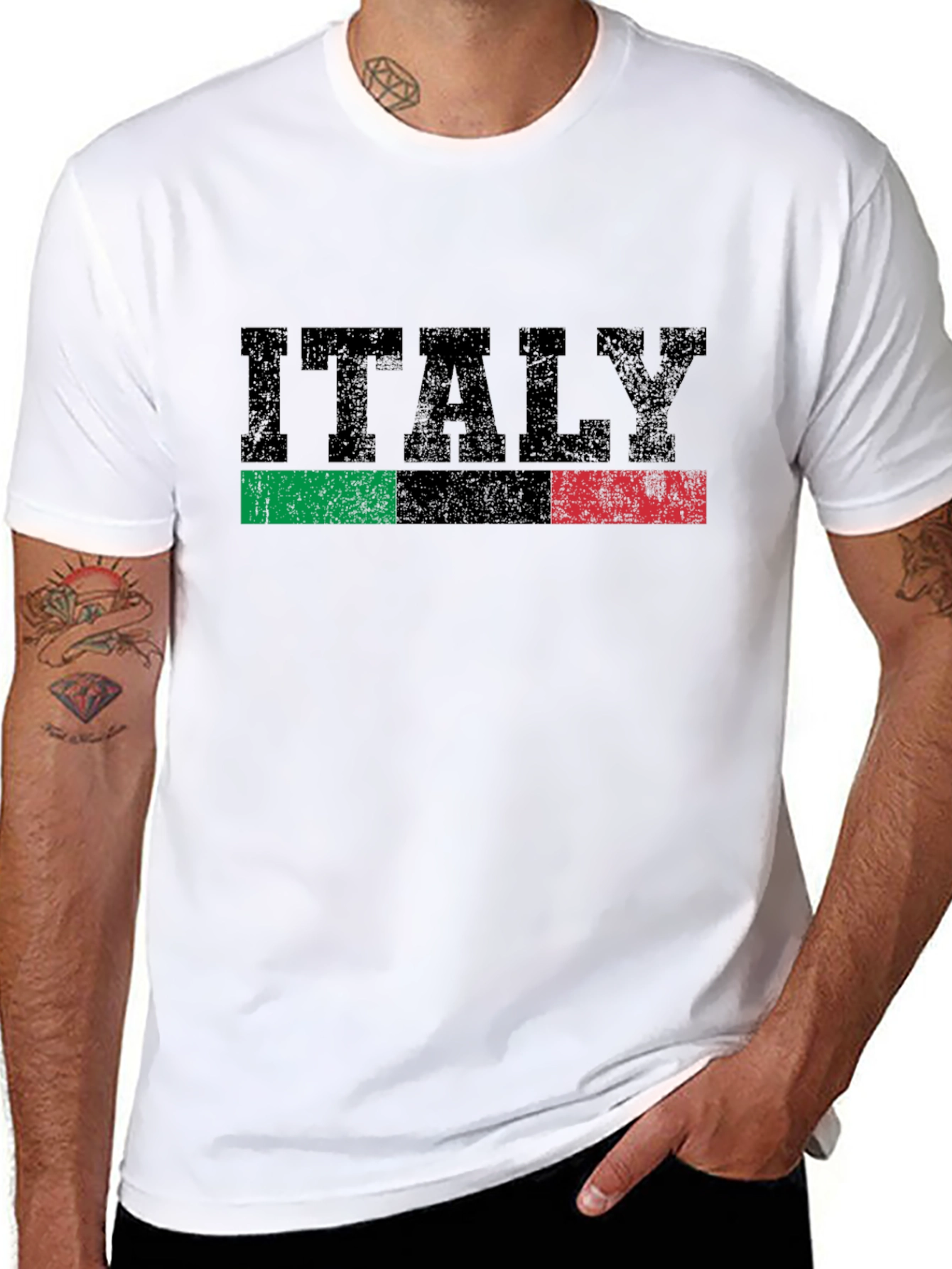 Italy Flag Graphic T-Shirt - Black