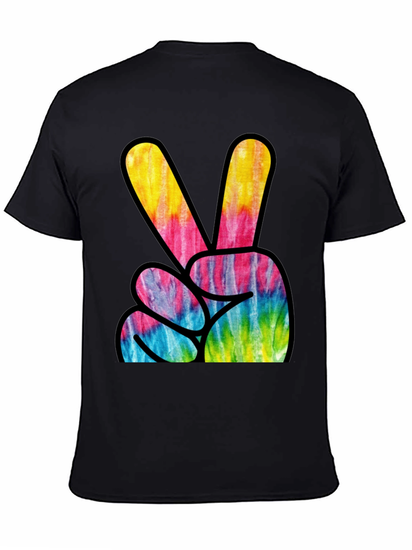 Peace Sign Tie-Dye Graphic Tee - Black