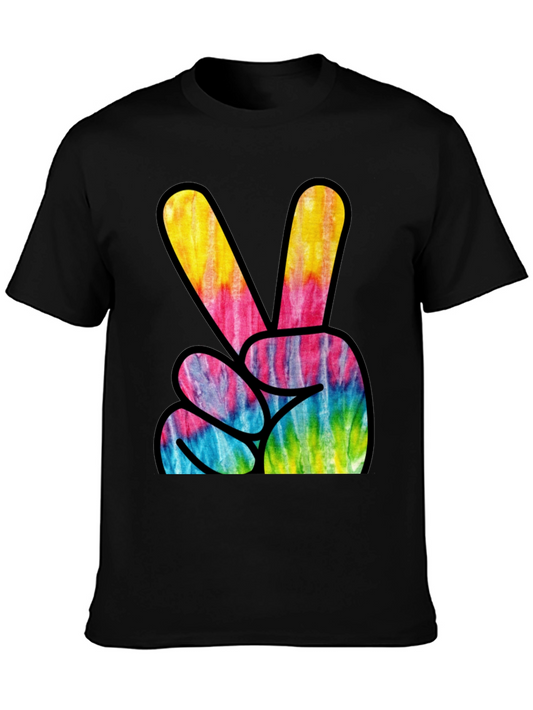 Peace Sign Tie-Dye Graphic Tee - Black