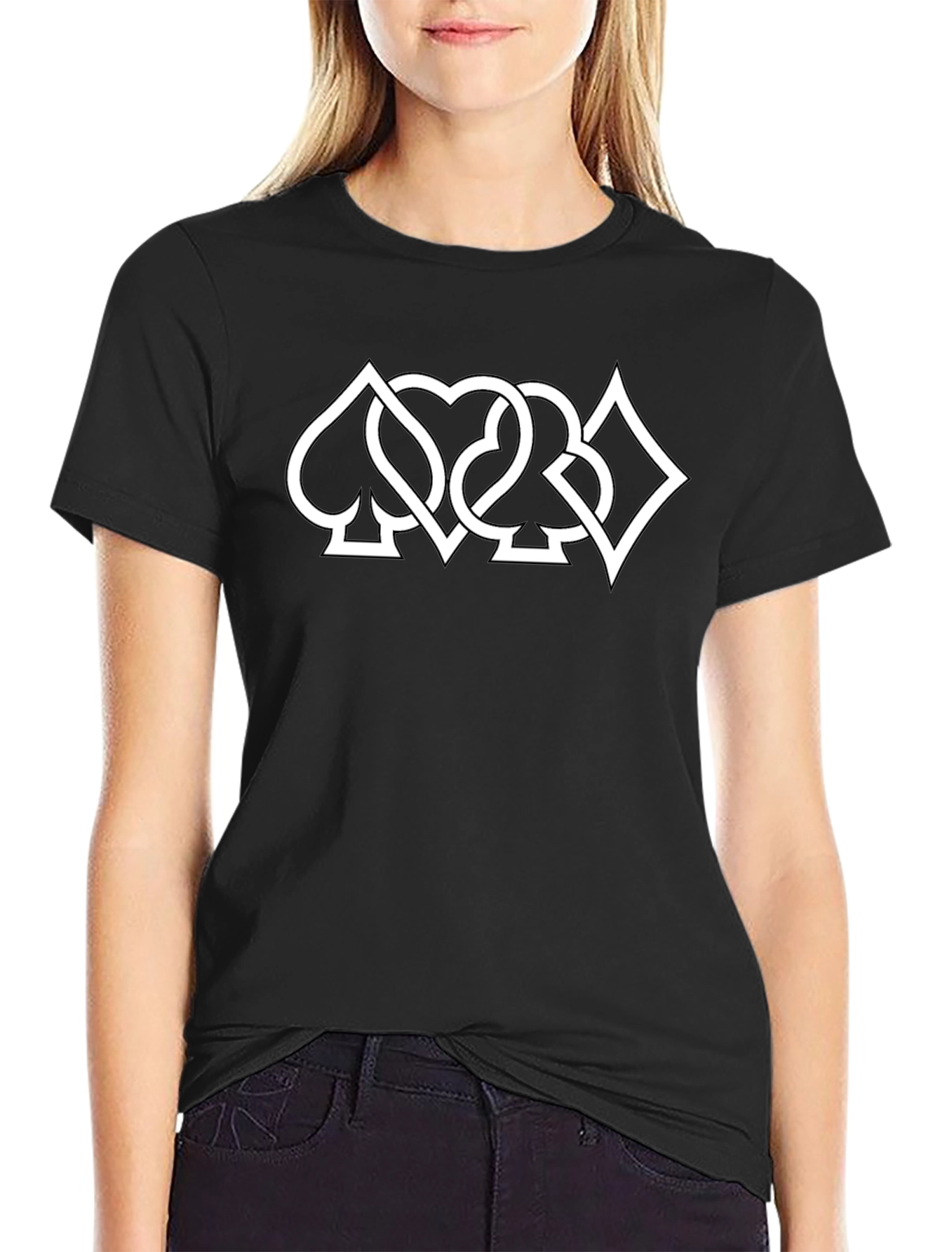 Playing Card Suit Graphic Tee - Black