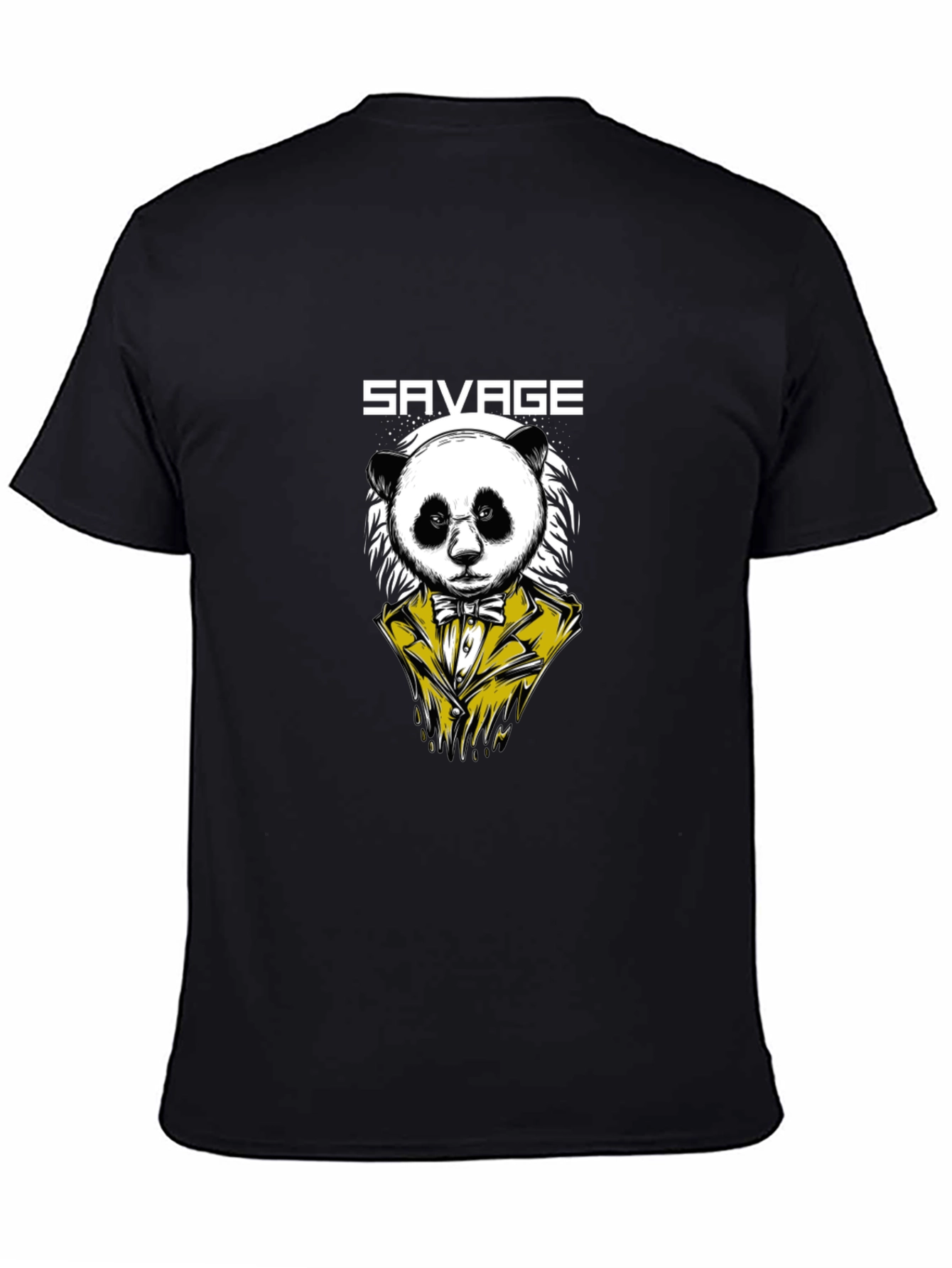 Savage Panda Graphic Print Mens Black T-Shirt