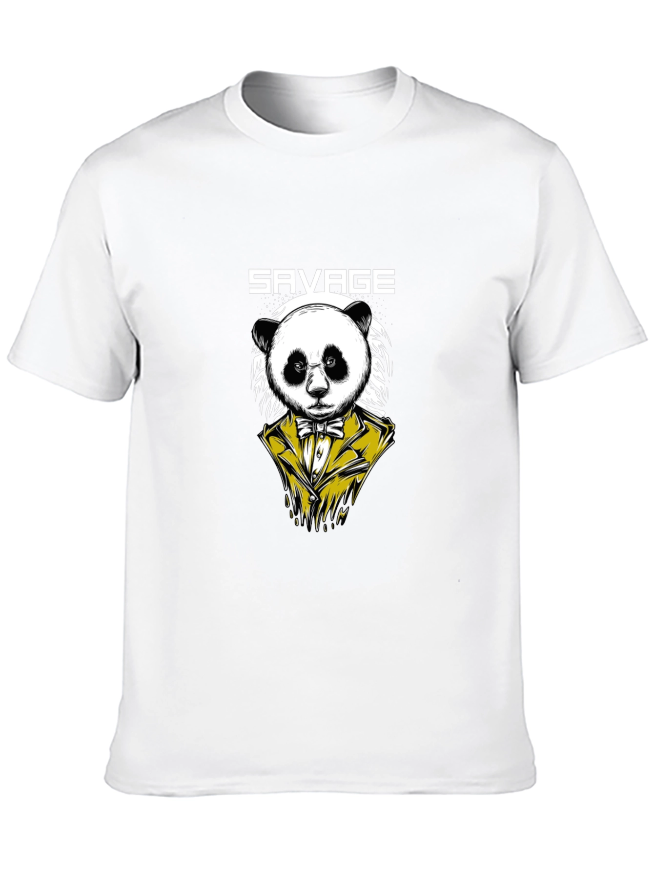 Savage Panda Graphic Print Mens Black T-Shirt