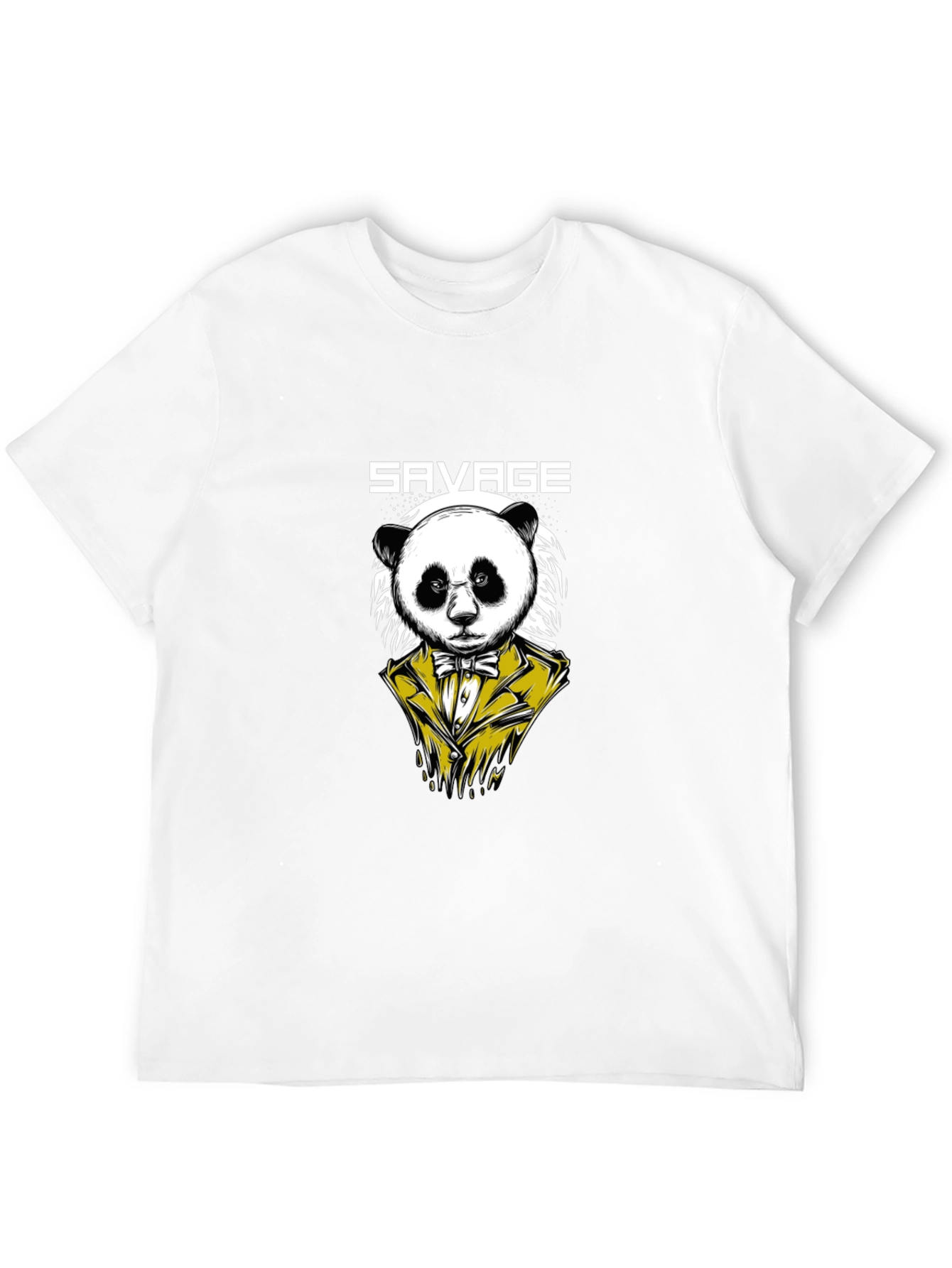 Savage Panda Graphic Print Mens Black T-Shirt