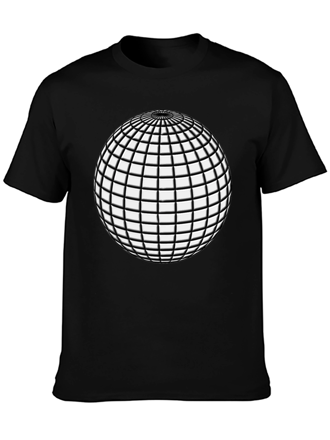 Optical Illusion Sphere Black Tee - Mens Graphic T-Shirt