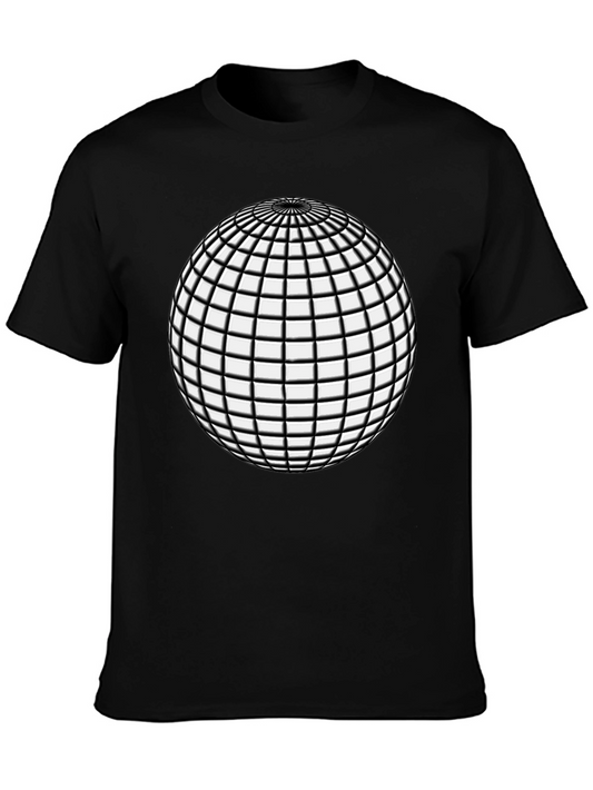 Optical Illusion Sphere Black Tee - Mens Graphic T-Shirt