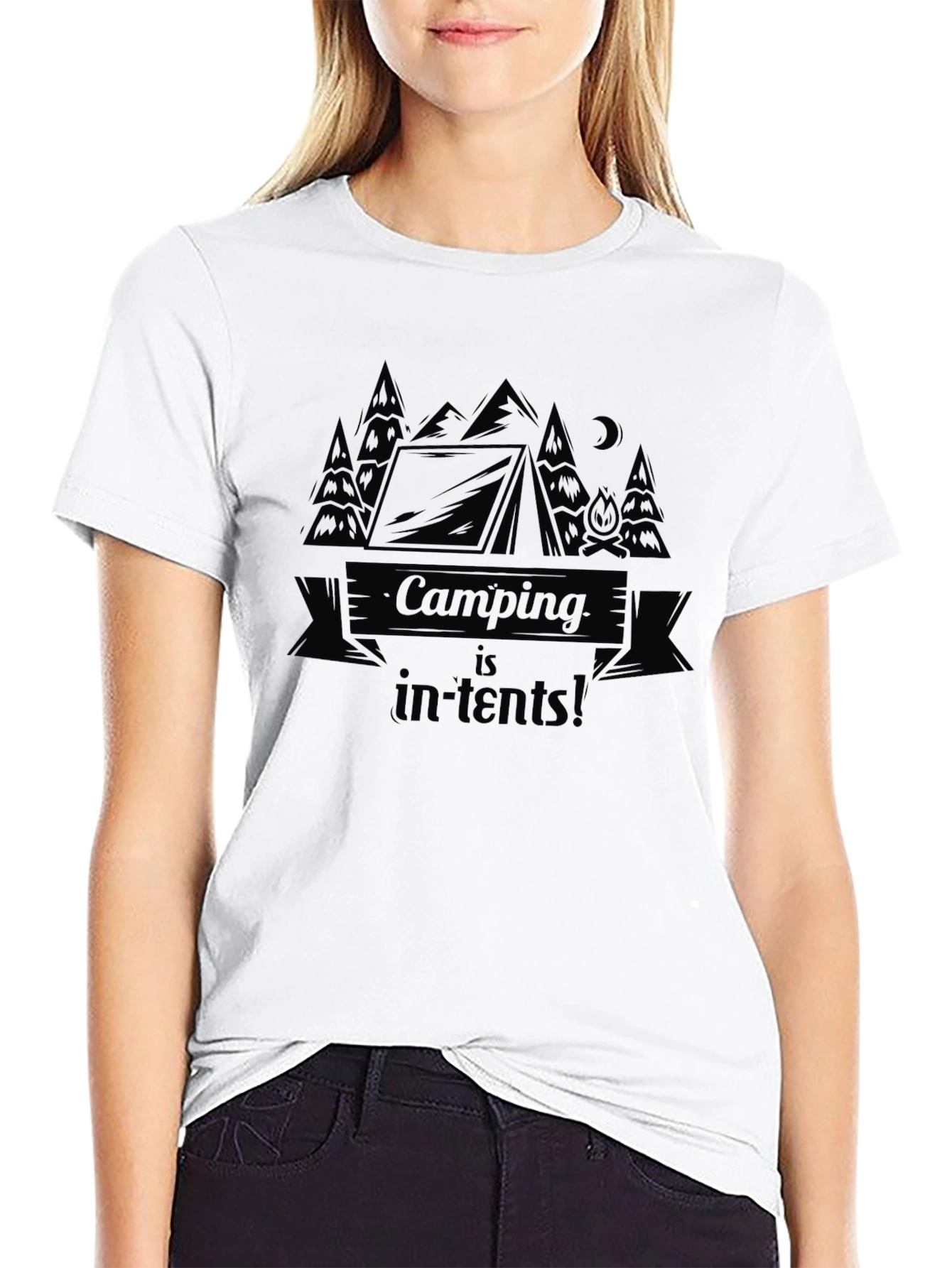 Camping is in-tents! Mens Black T-Shirt