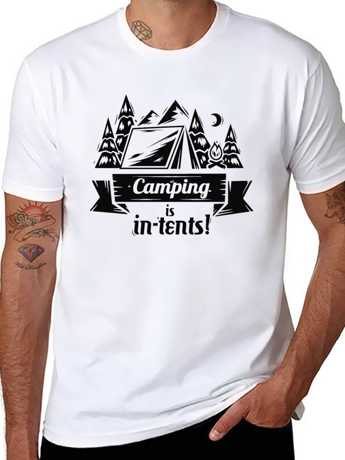 Camping is in-tents! Mens Black T-Shirt