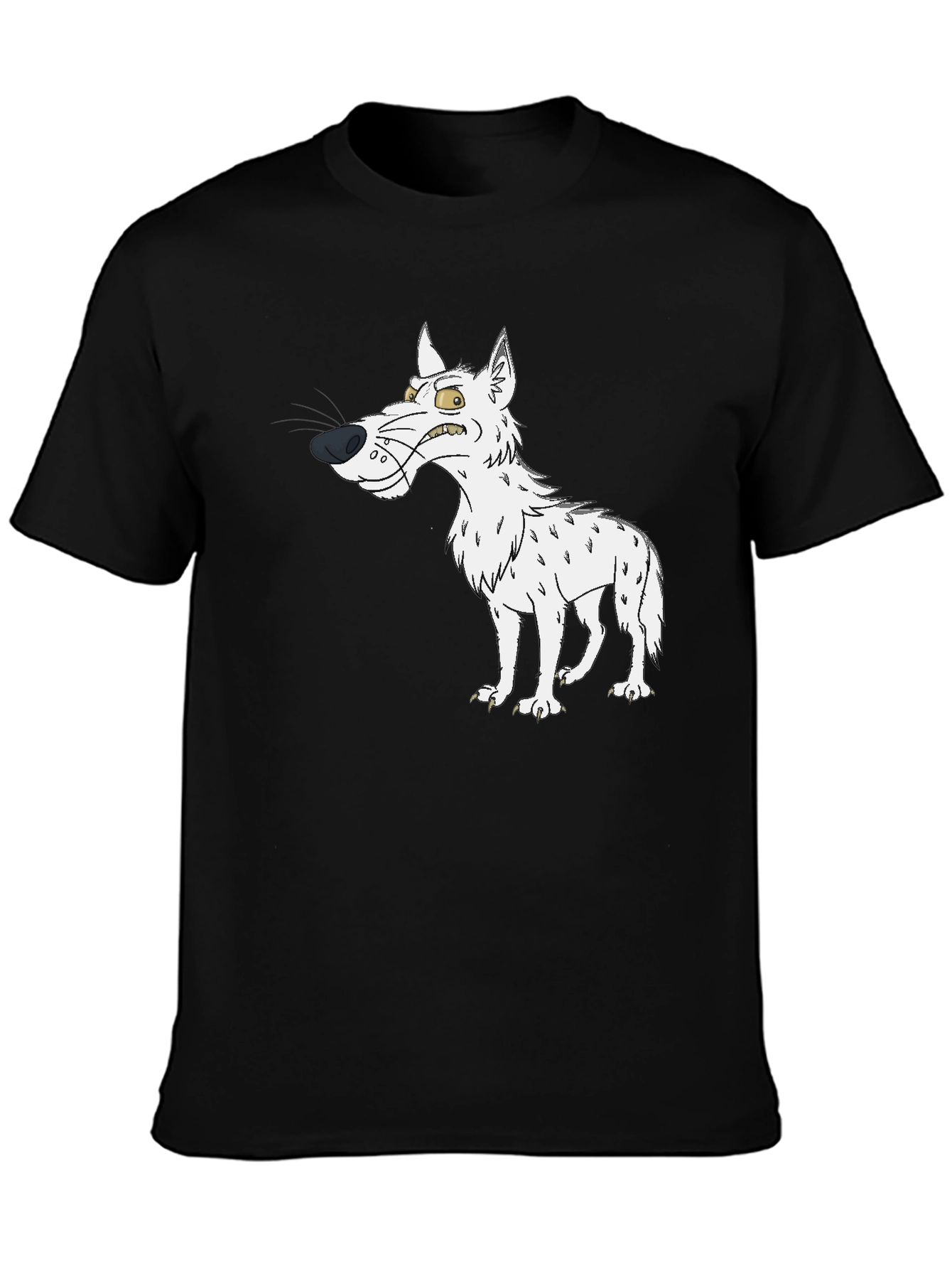 Angry Cartoon Wolf Black T-Shirt