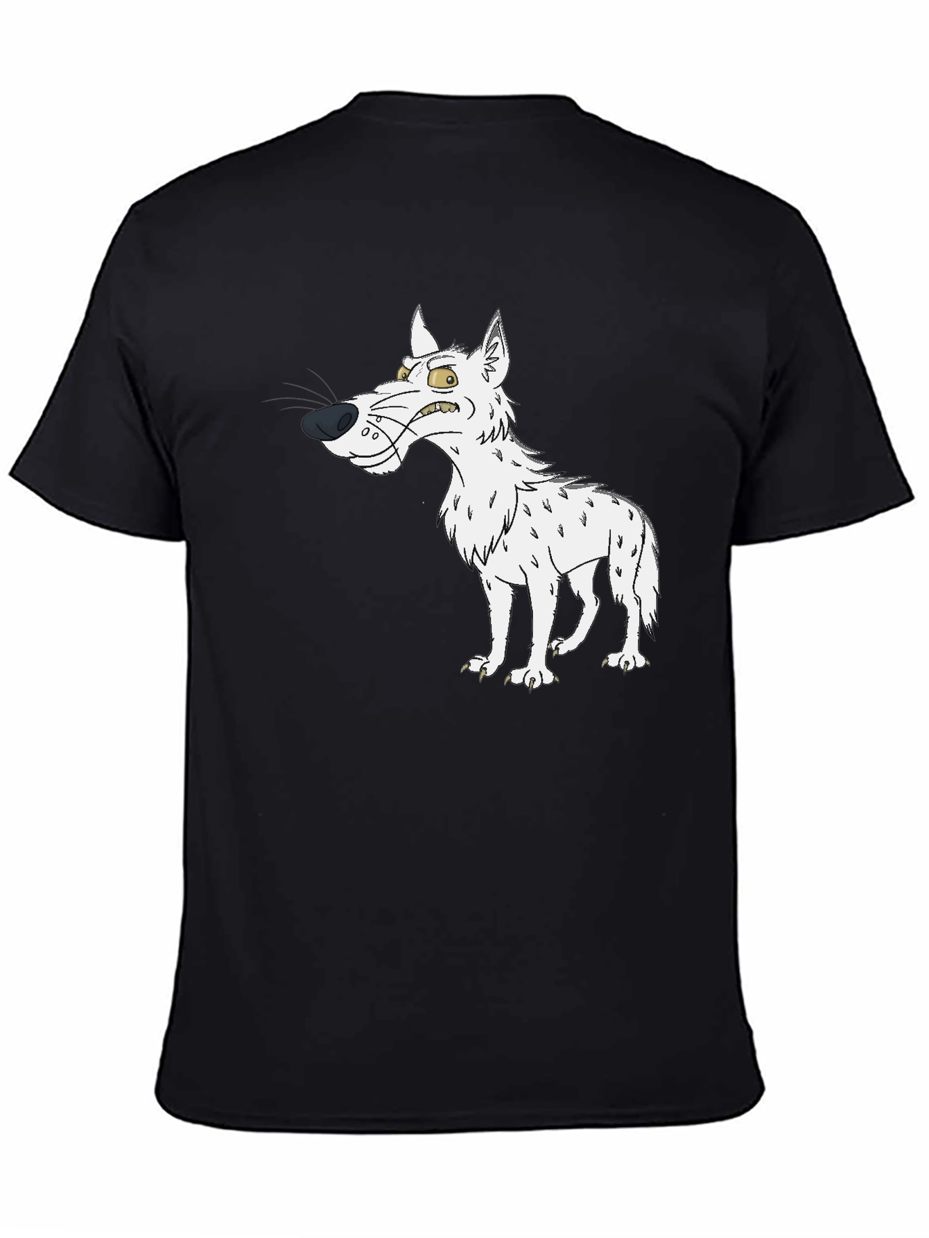 Angry Cartoon Wolf Black T-Shirt
