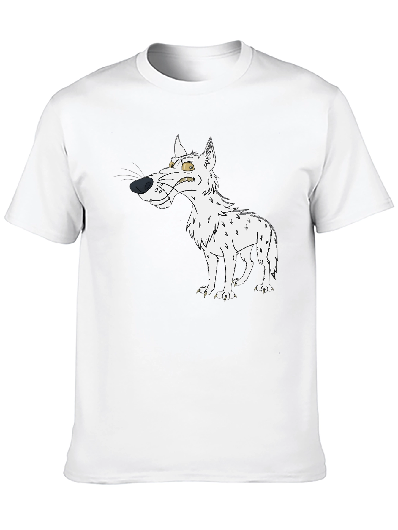 Angry Cartoon Wolf Black T-Shirt