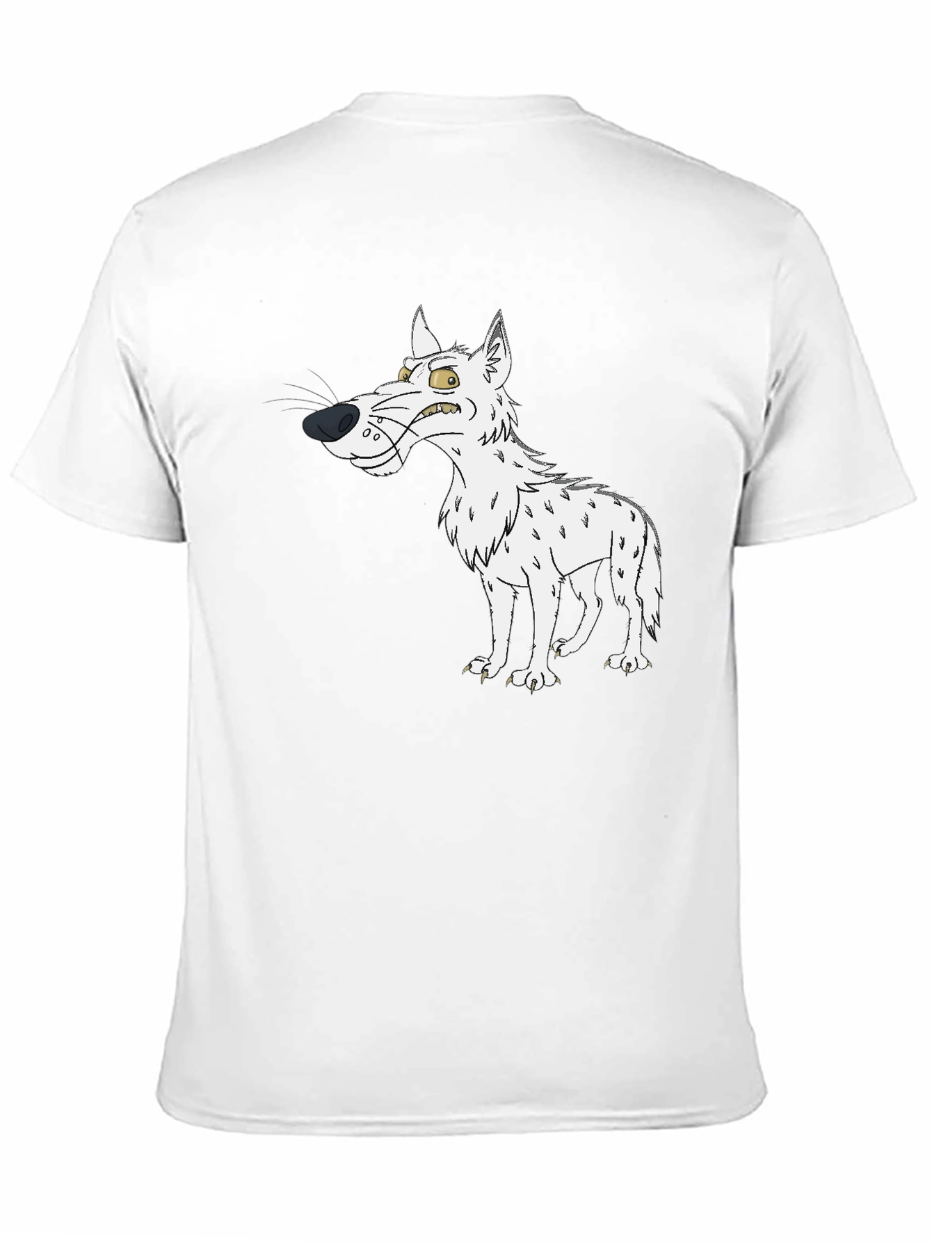 Angry Cartoon Wolf Black T-Shirt