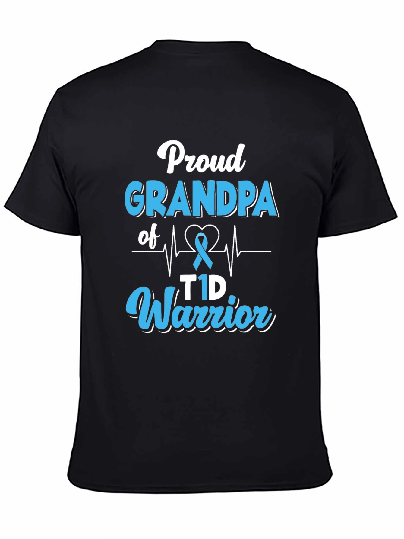 Proud Grandpa T1D Warrior Black T-Shirt