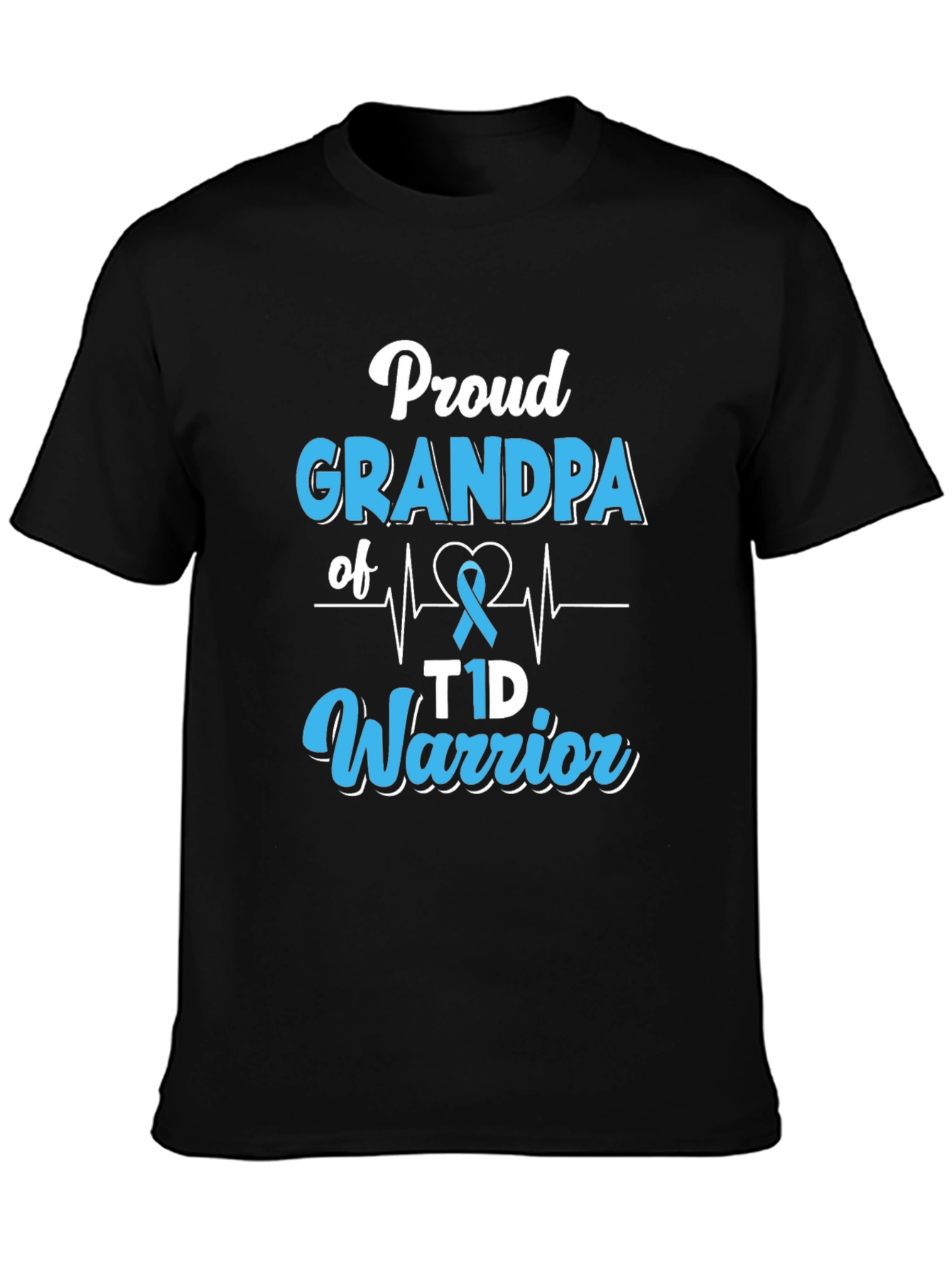 Proud Grandpa T1D Warrior Black T-Shirt