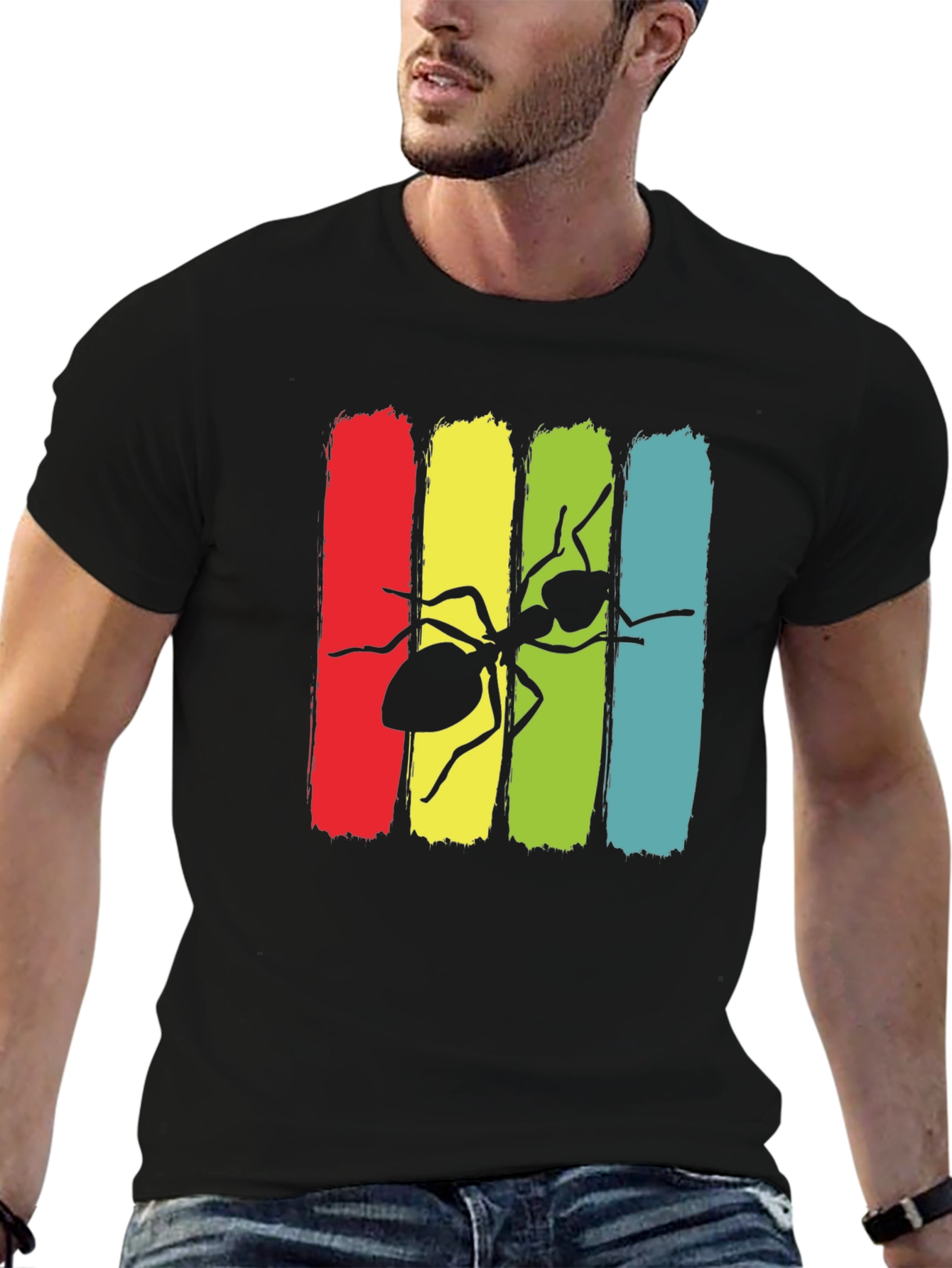 Ant Graphic Print Crew Neck T-Shirt