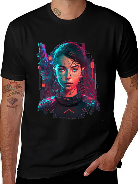 Cyberpunk Girl T-Shirt - Sci-Fi Fashion