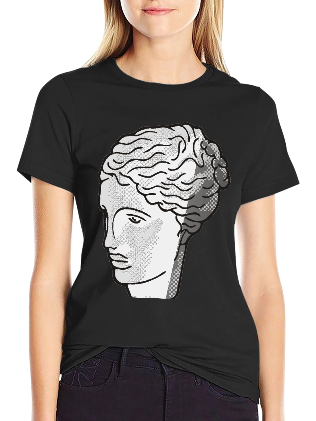Mens Black T-Shirt with Bust Design